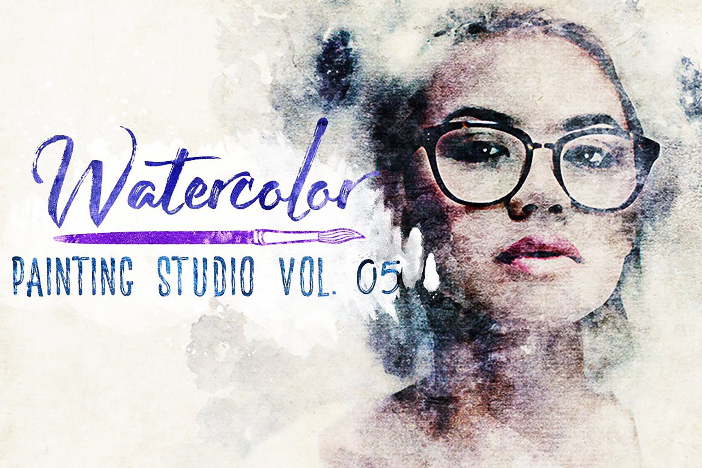 水彩绘画照片效果样机psd模板v5 Watercolor Painting Studio Vol. 05