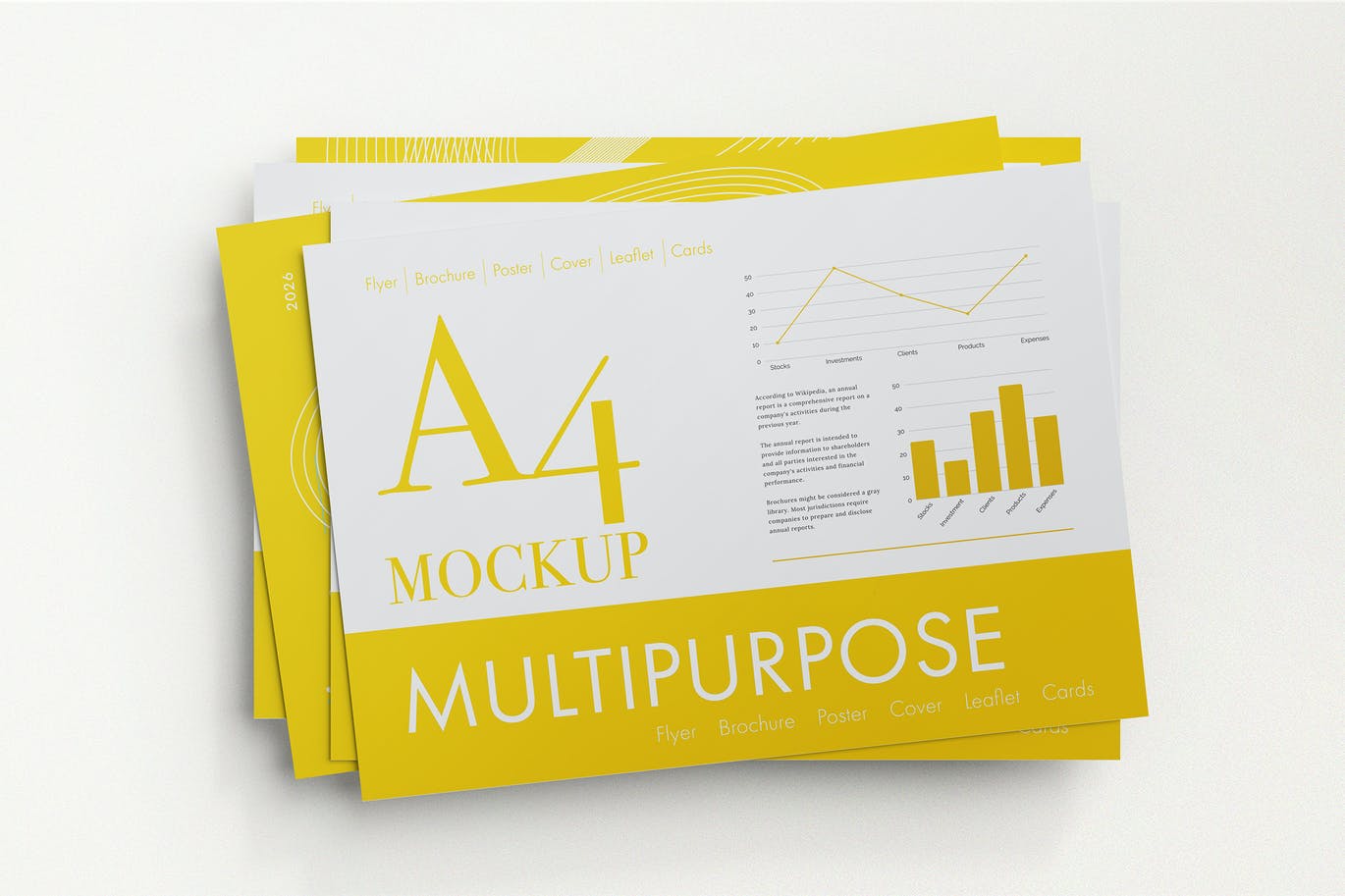 多用途A4文件纸张样机 Multipurpose A4 Paper Mockups