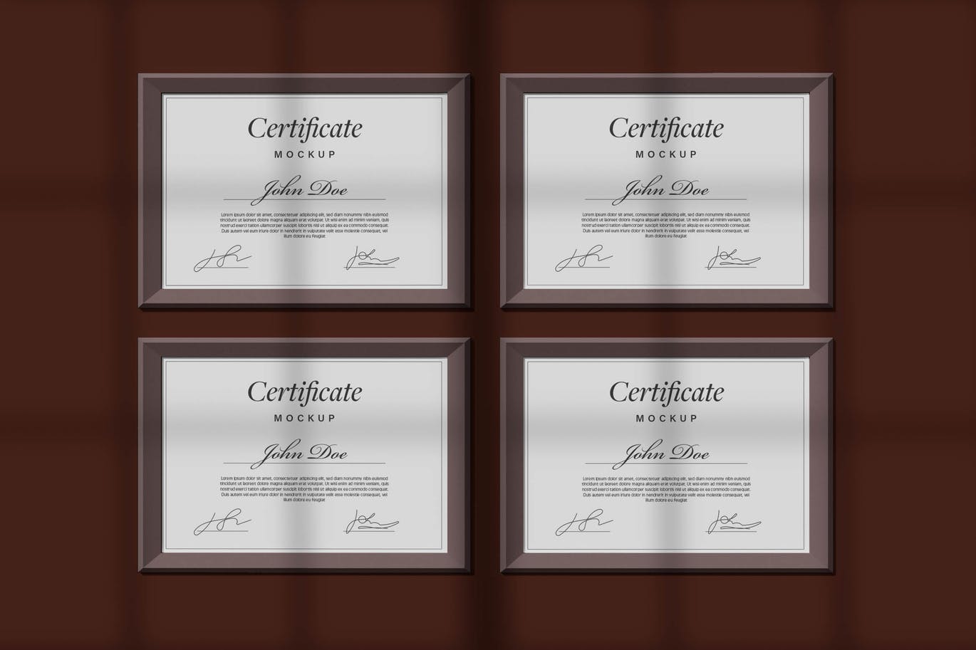灰色框架证书设计样机psd模板 Certificates Mockup