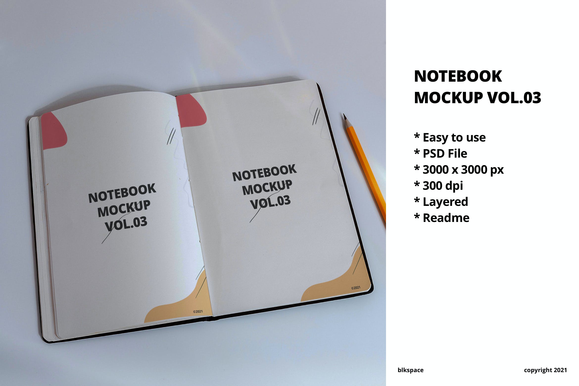 记事本/笔记本内容展示样机模板v3 Notebook Mockup Vol.03