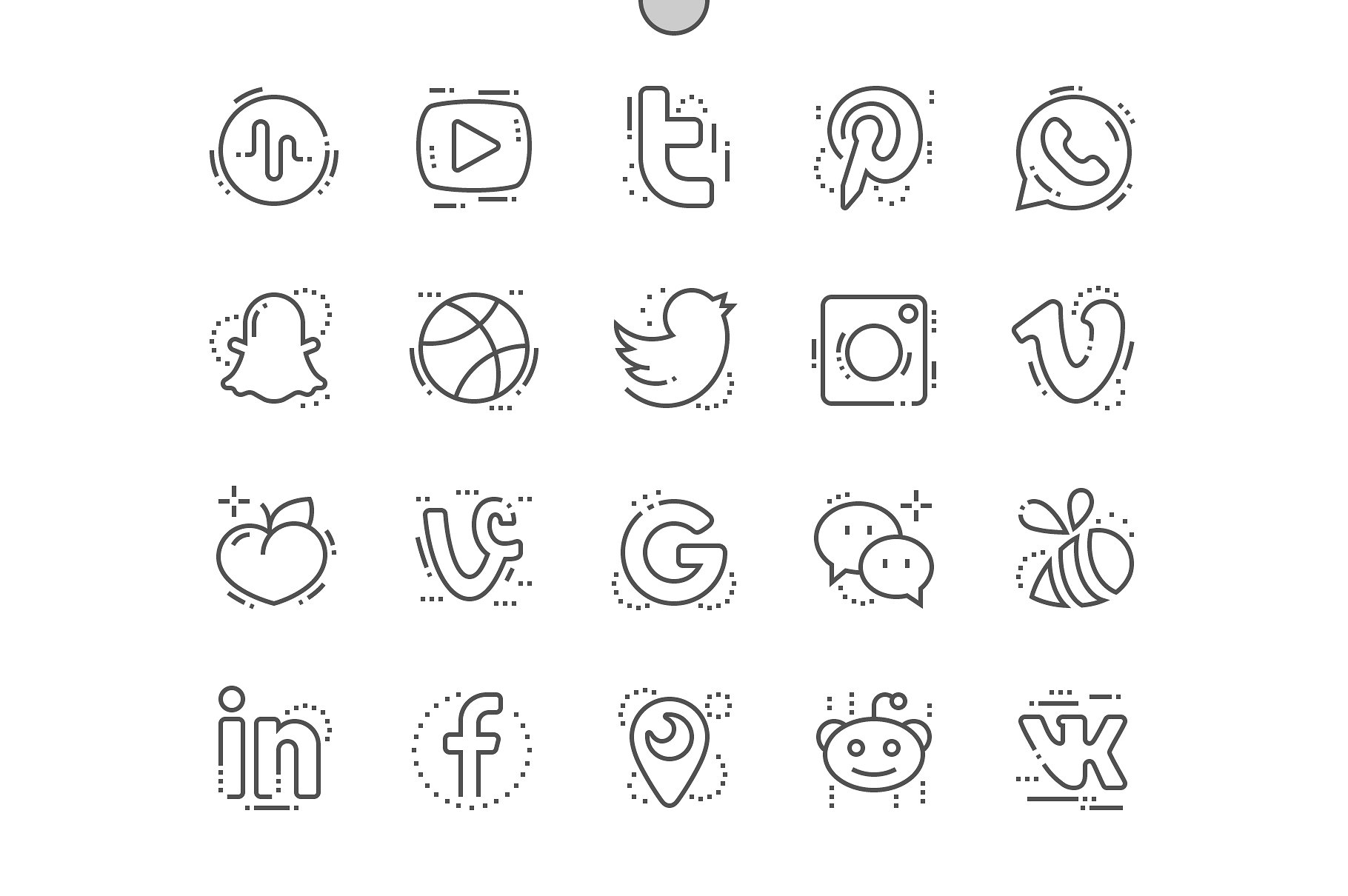 社交网站细线图标 Social media Line Icons