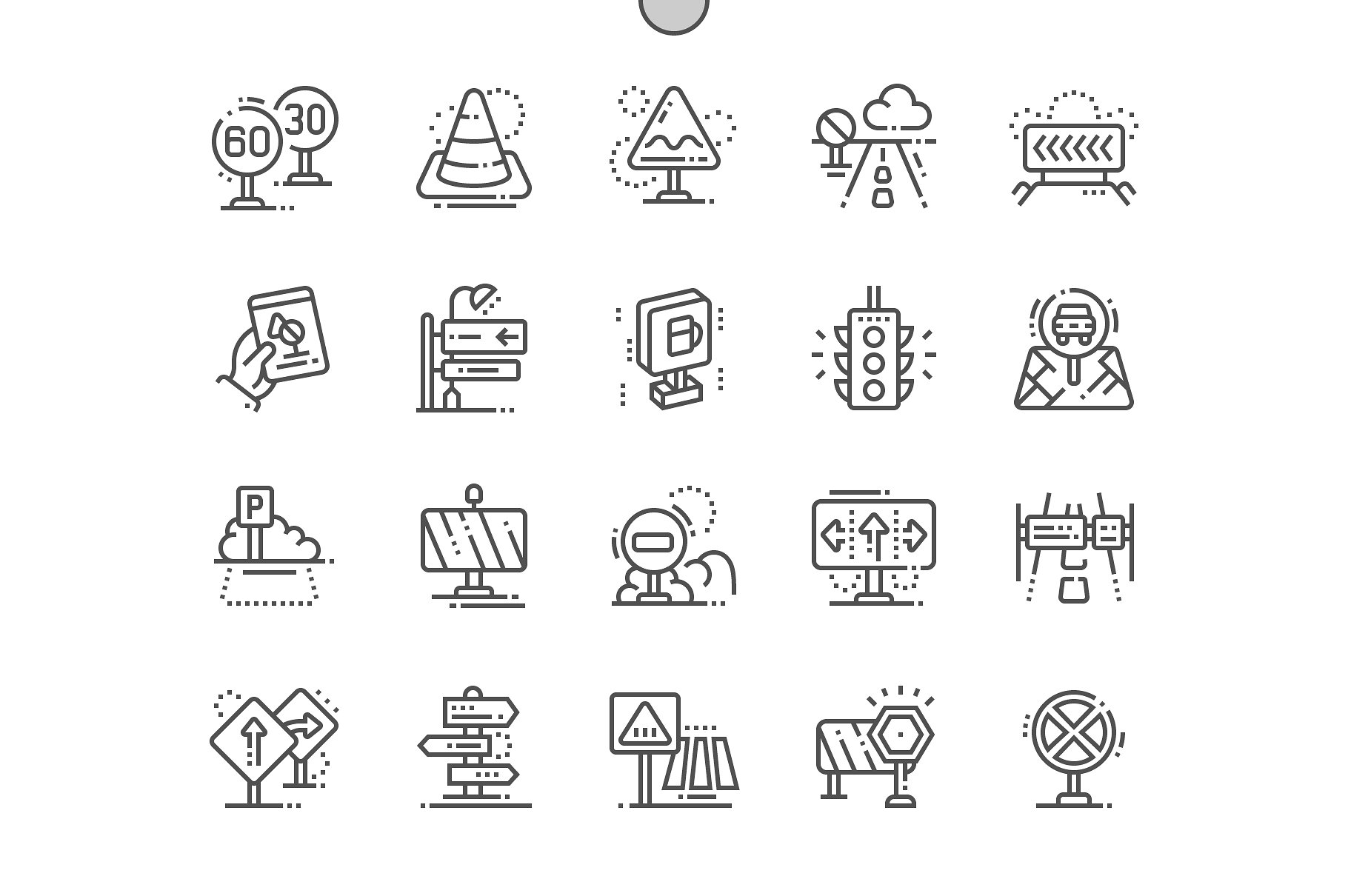 路牌图标素材 Road signs Line Icons