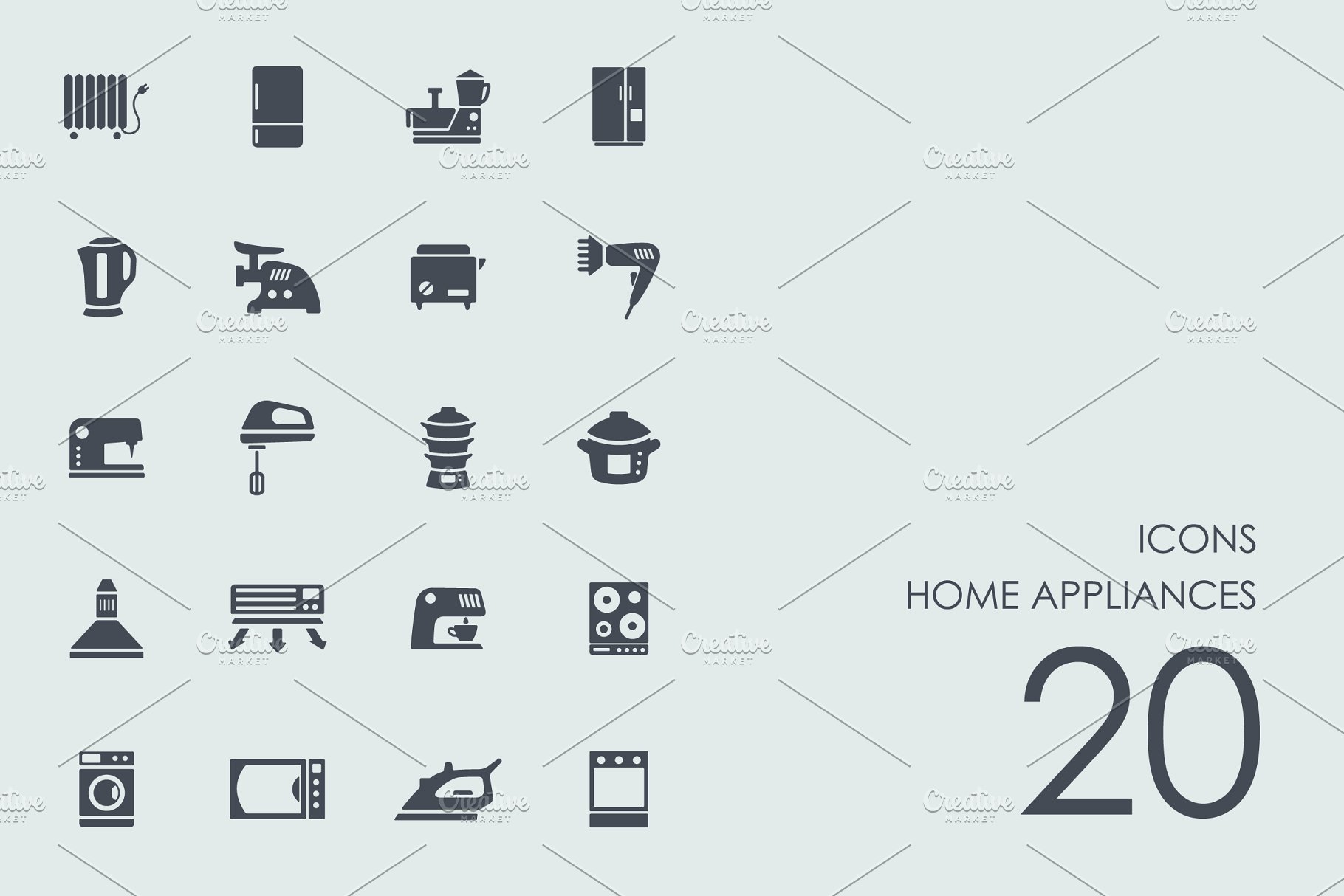 家用电器的图标素材 Home appliances icons