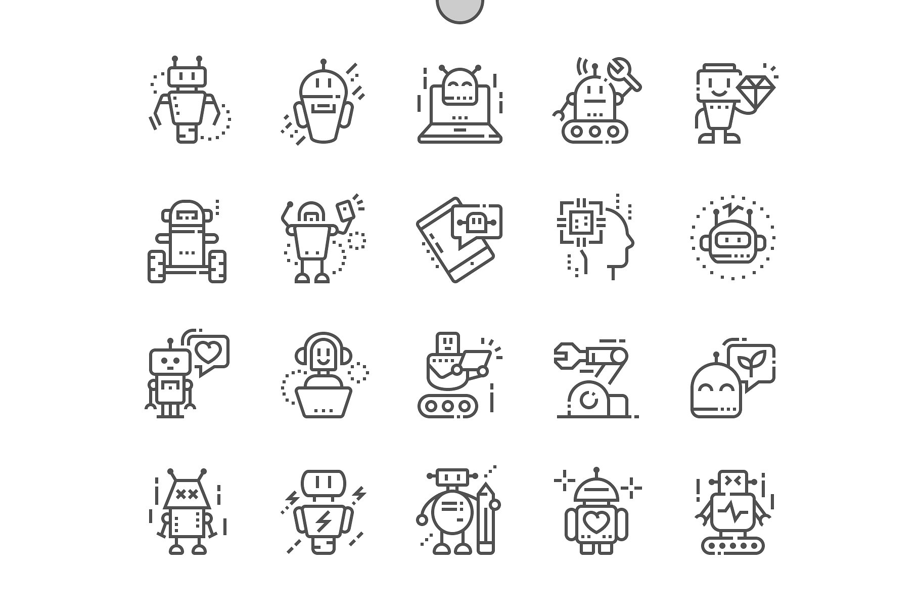 机器人细线图标 Robots Line Icons
