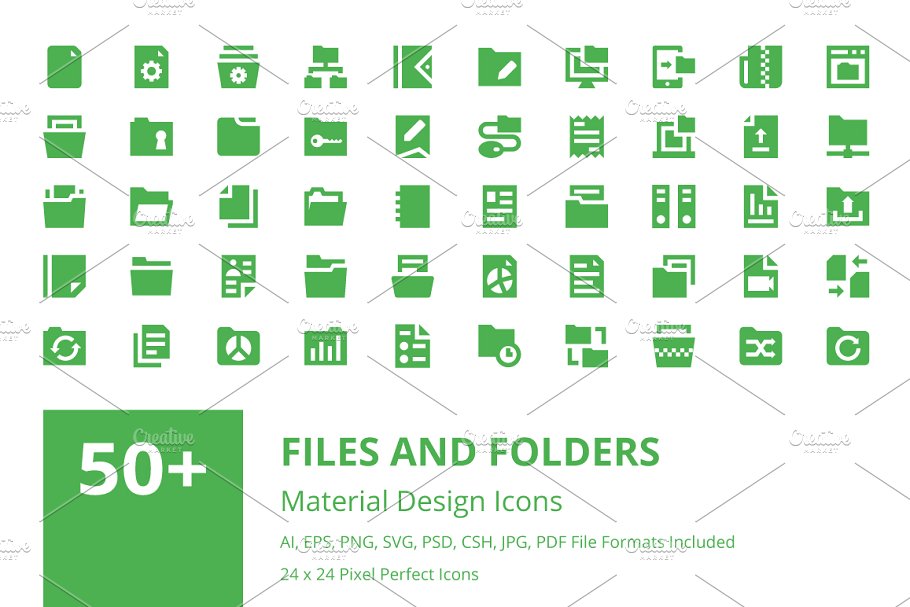 50+文件和文件夹材料图标 50+ Files and Folders Material Icons