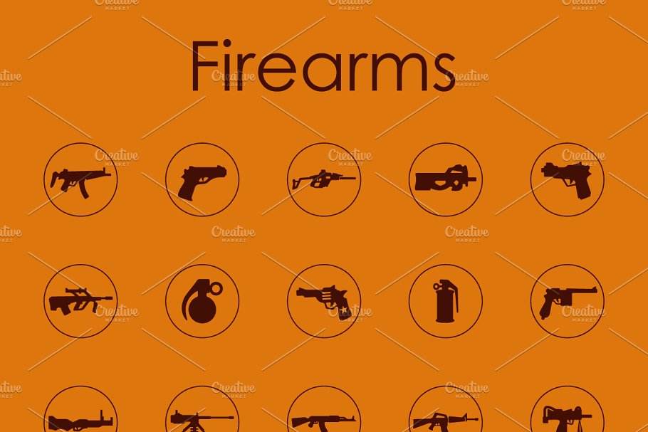 枪支图标素材 Firearms simple icons