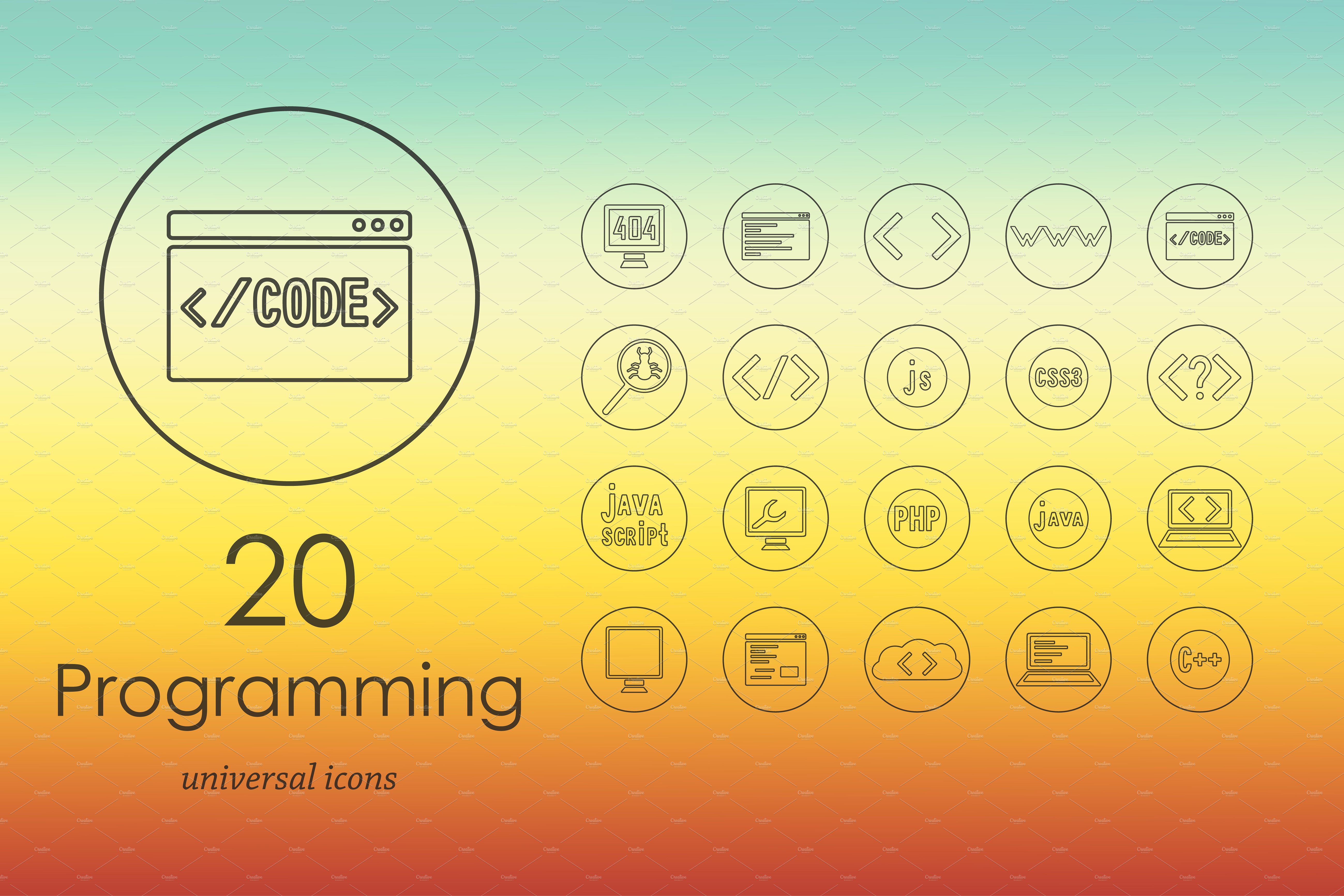 编程图标素材 20 programming line icons