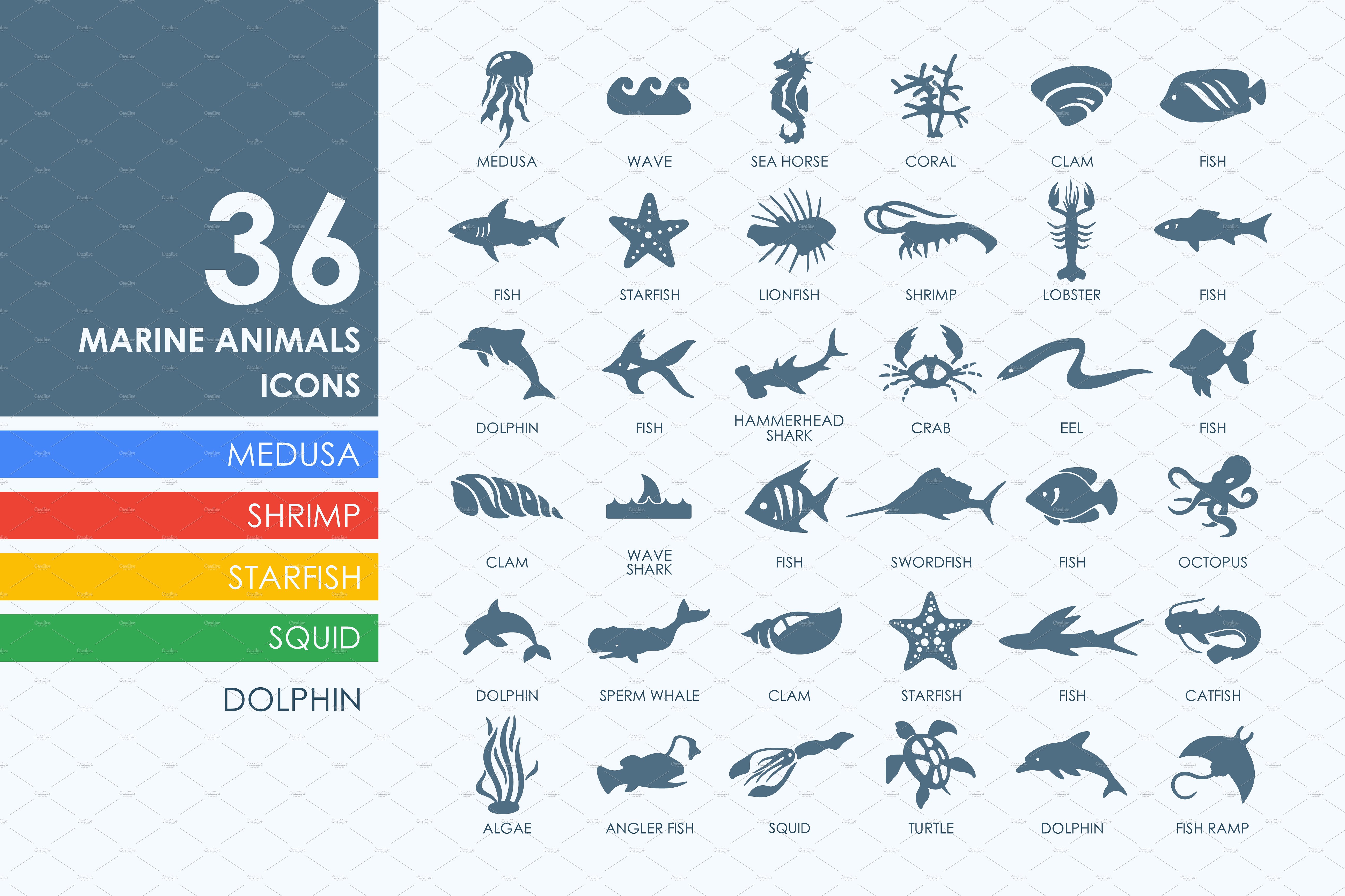 海洋动物图标素材 36 Marine Animals icons