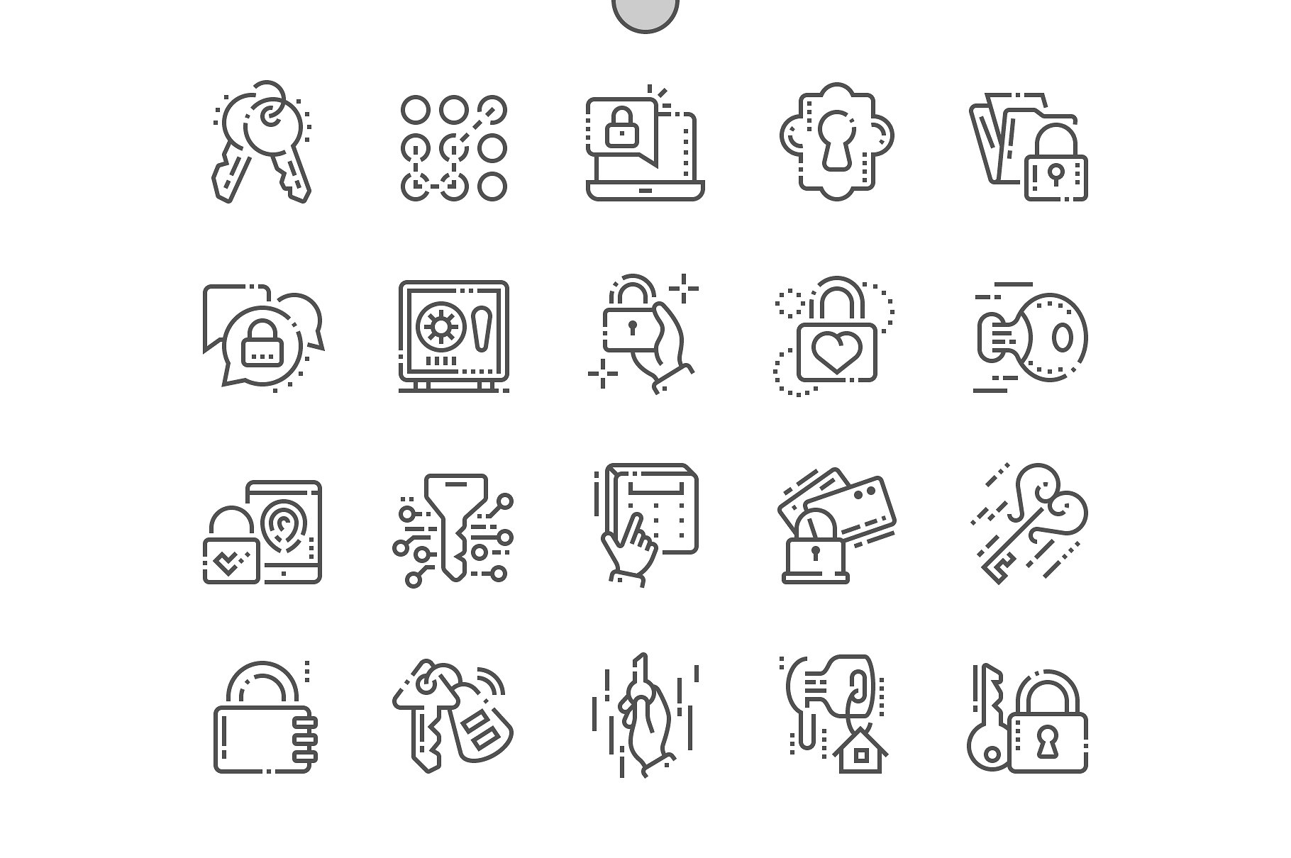 钥匙和锁的图标素材 Keys and Locks Line Icons