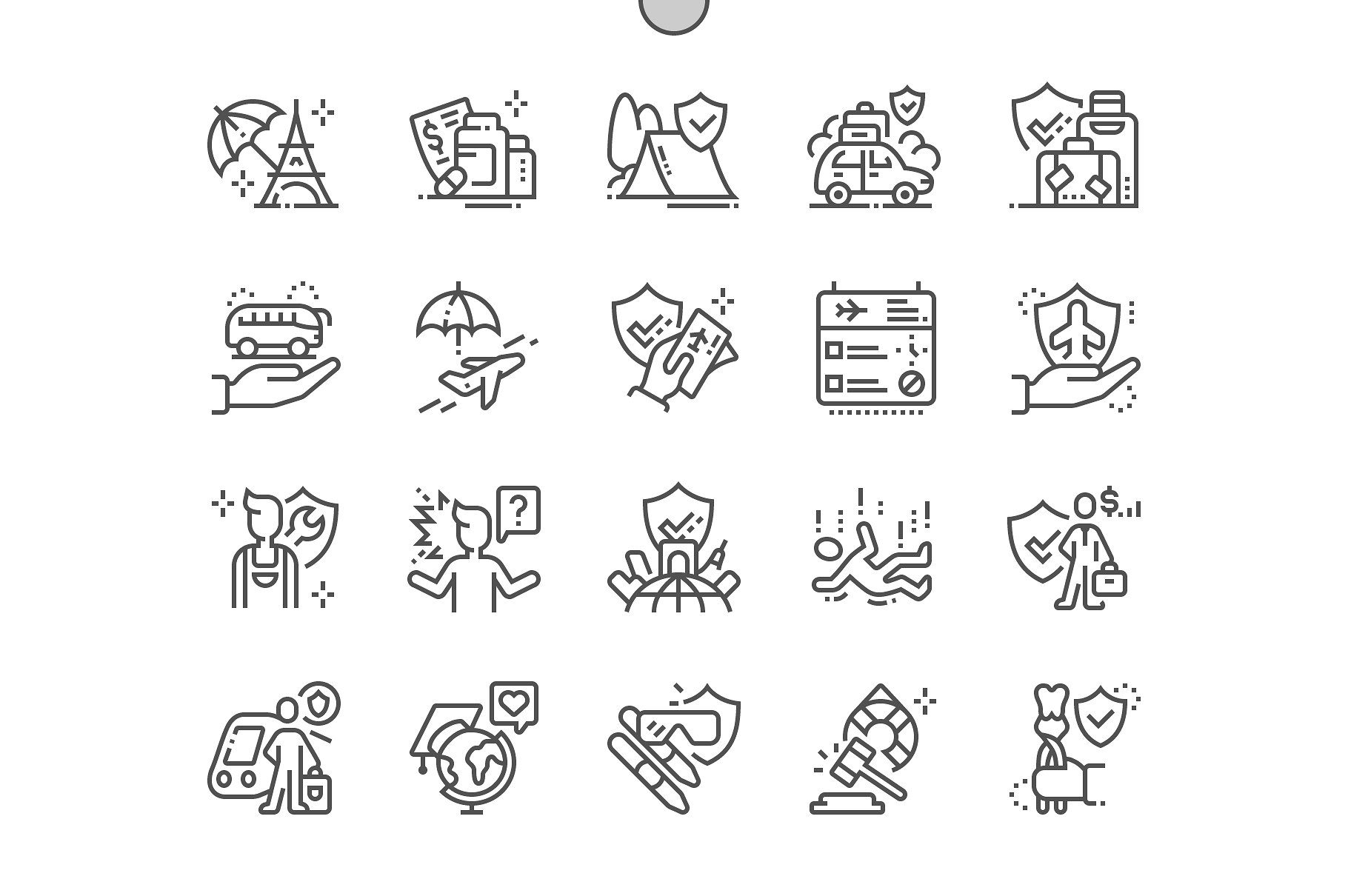 旅游保险图标 Travel insurance Line Icons