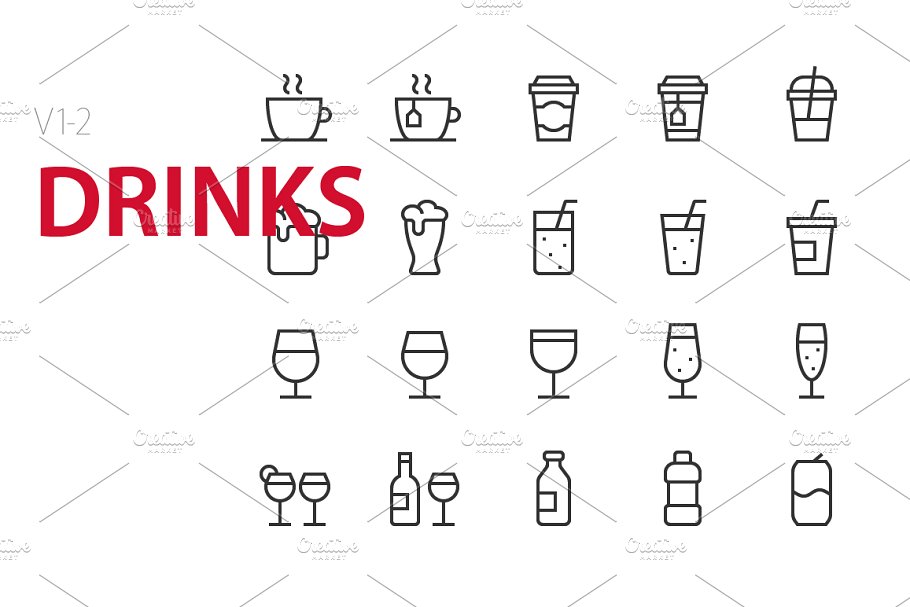饮料图标素材 40 Drinks UI icons
