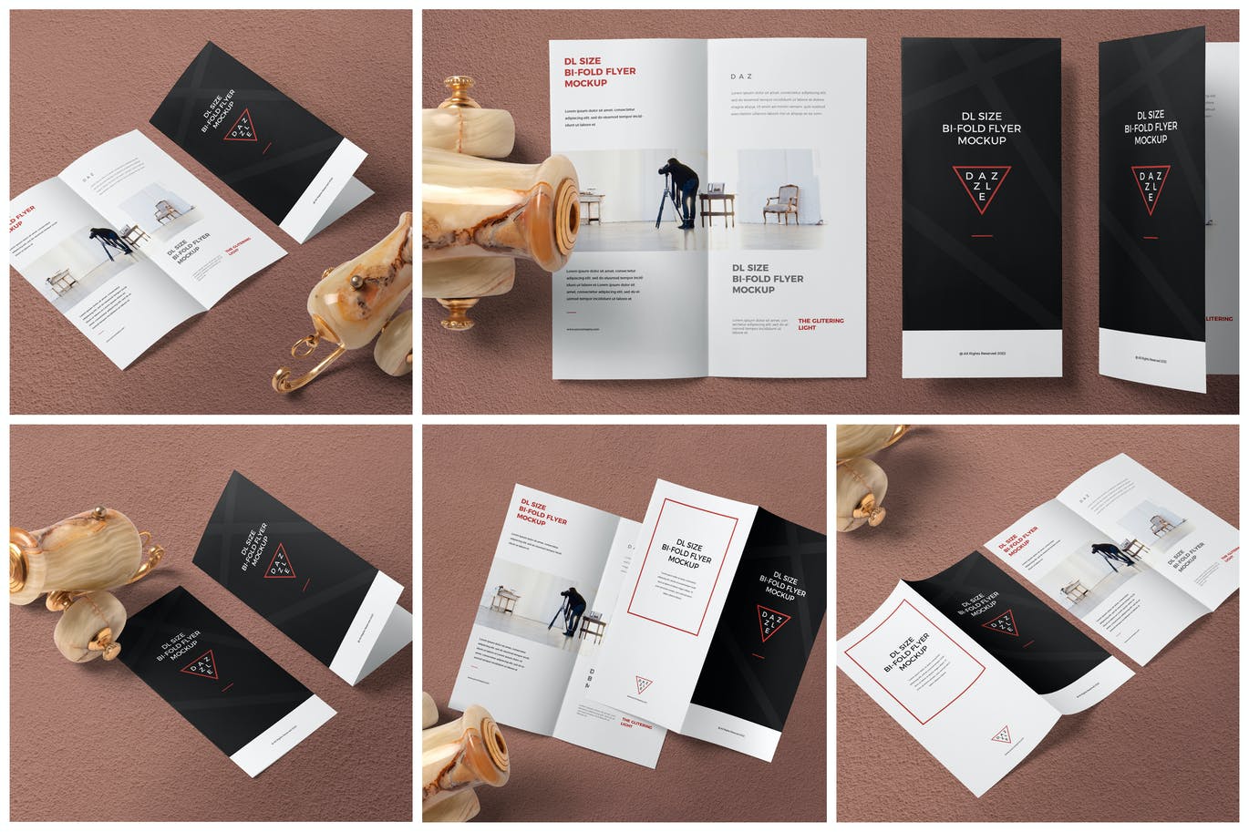 DL尺寸双折页传单设计样机素材 DL Size Bifold Flyer Mockups