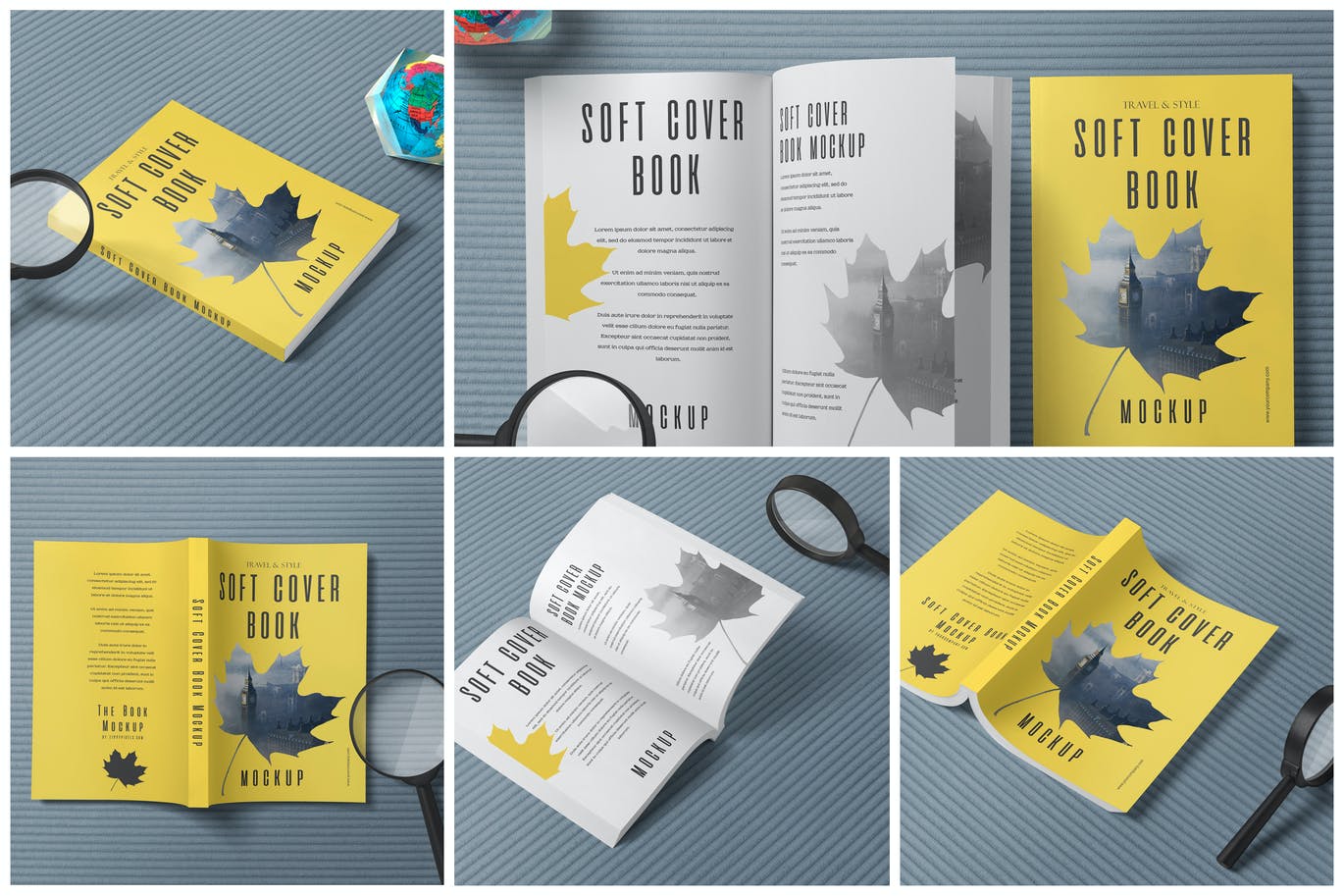 软皮书书籍效果图样机 Executive Soft Cover Book Mockups
