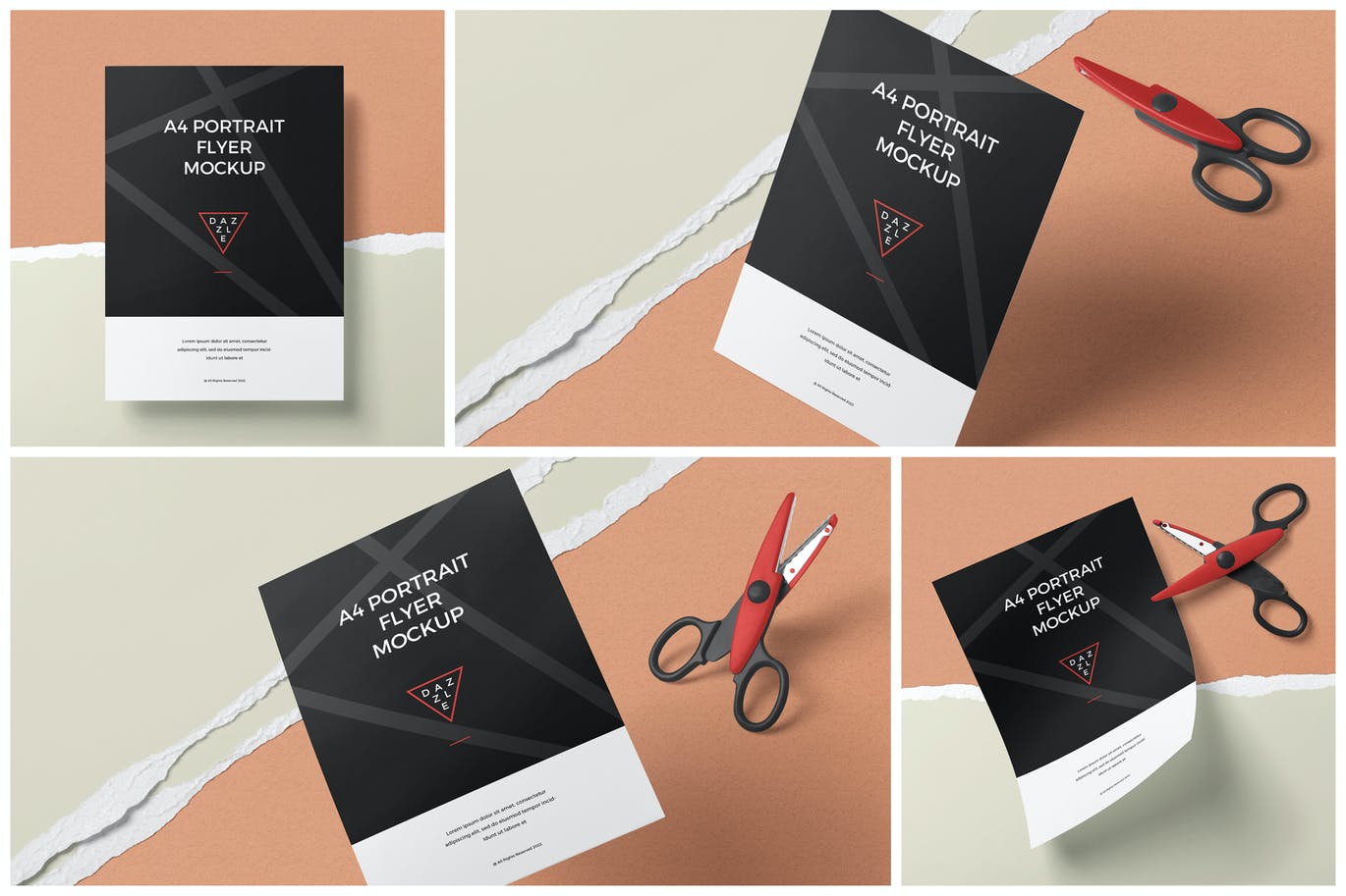 A4印刷纸张传单海报样机 A4 Portrait Flyer Mockups