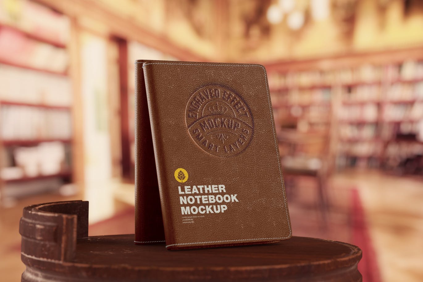 皮革笔记本封面设计样机模板 Leather Notebook Mockup