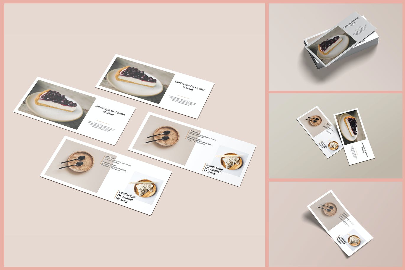 横版DL尺寸票券/传单样机素材 Landscape DL Leaflet Mockup