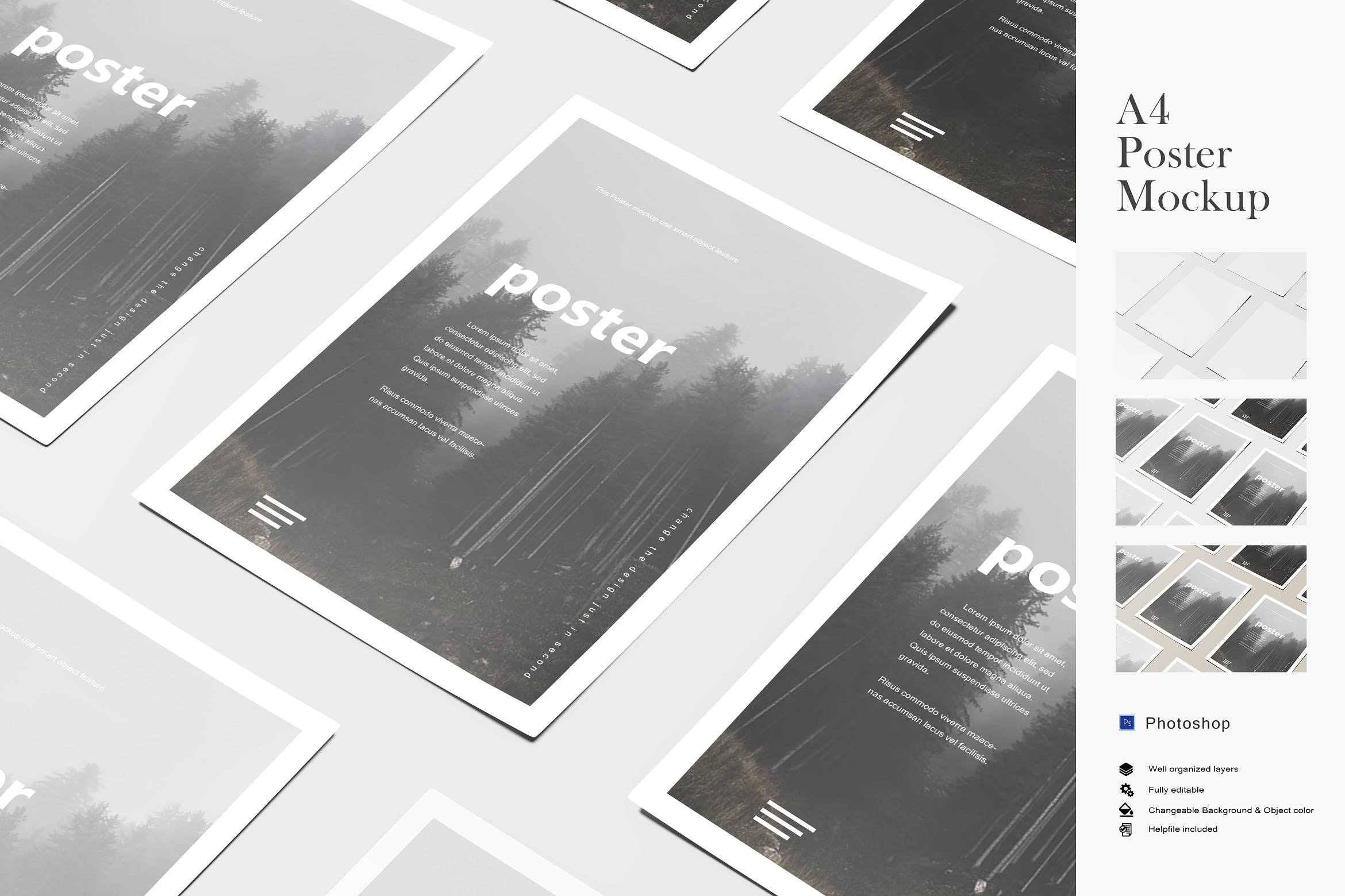 等距展示海报效果图样机素材 Poster Mockup