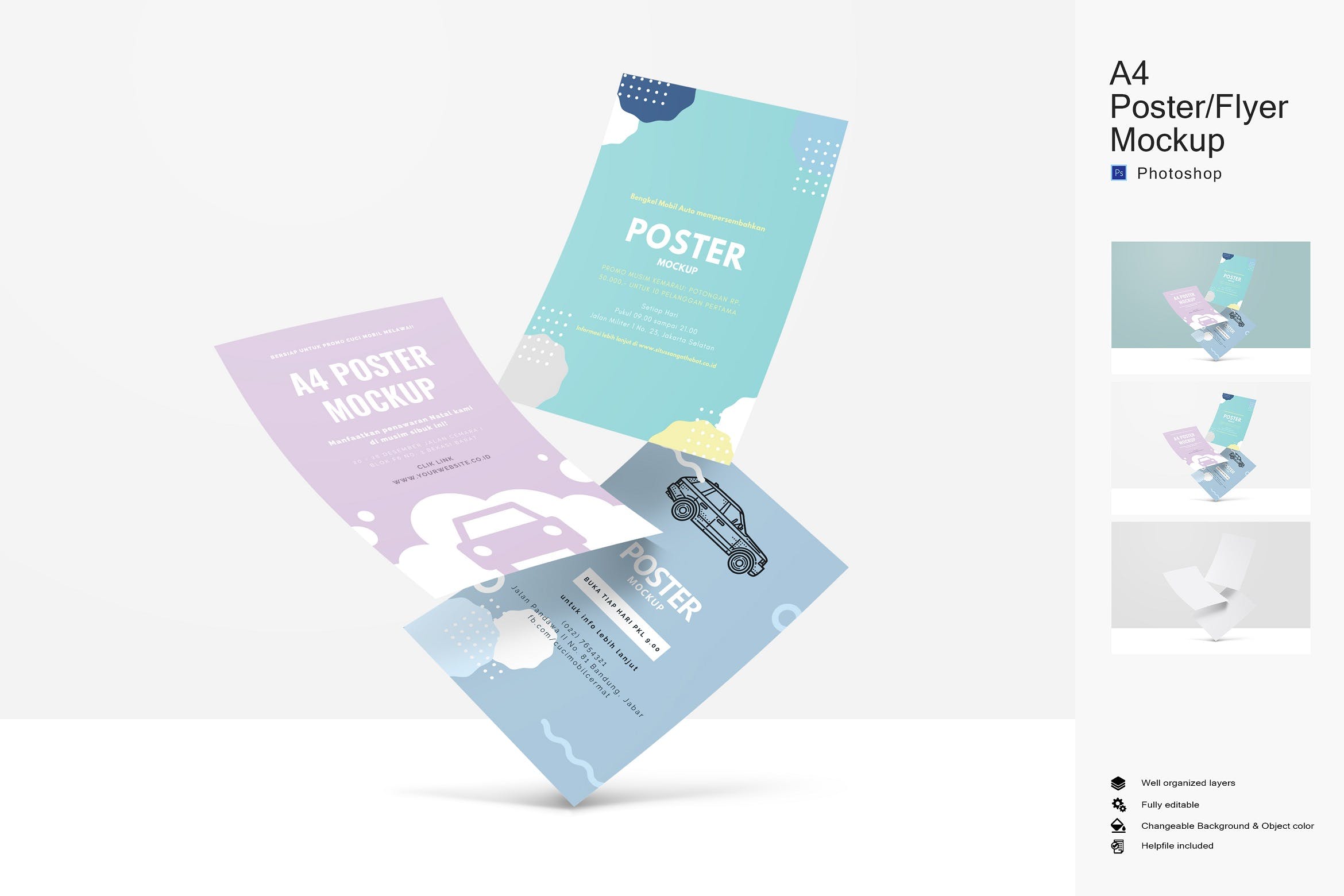 A4尺寸海报/传单设计样机素材 A4 Poster / Flyer Mockup