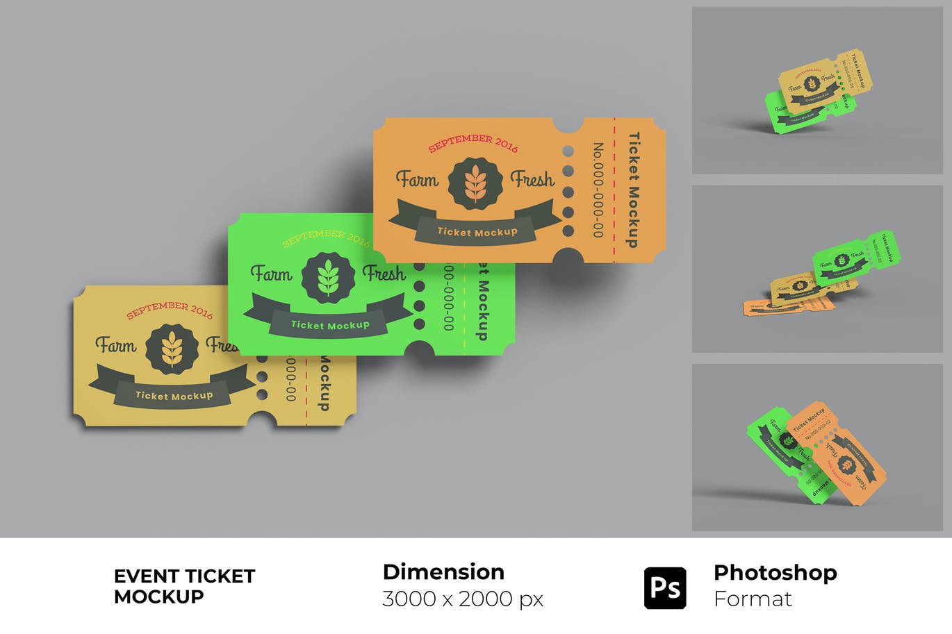 活动票券/门票设计样机素材 Event Ticket Mockup