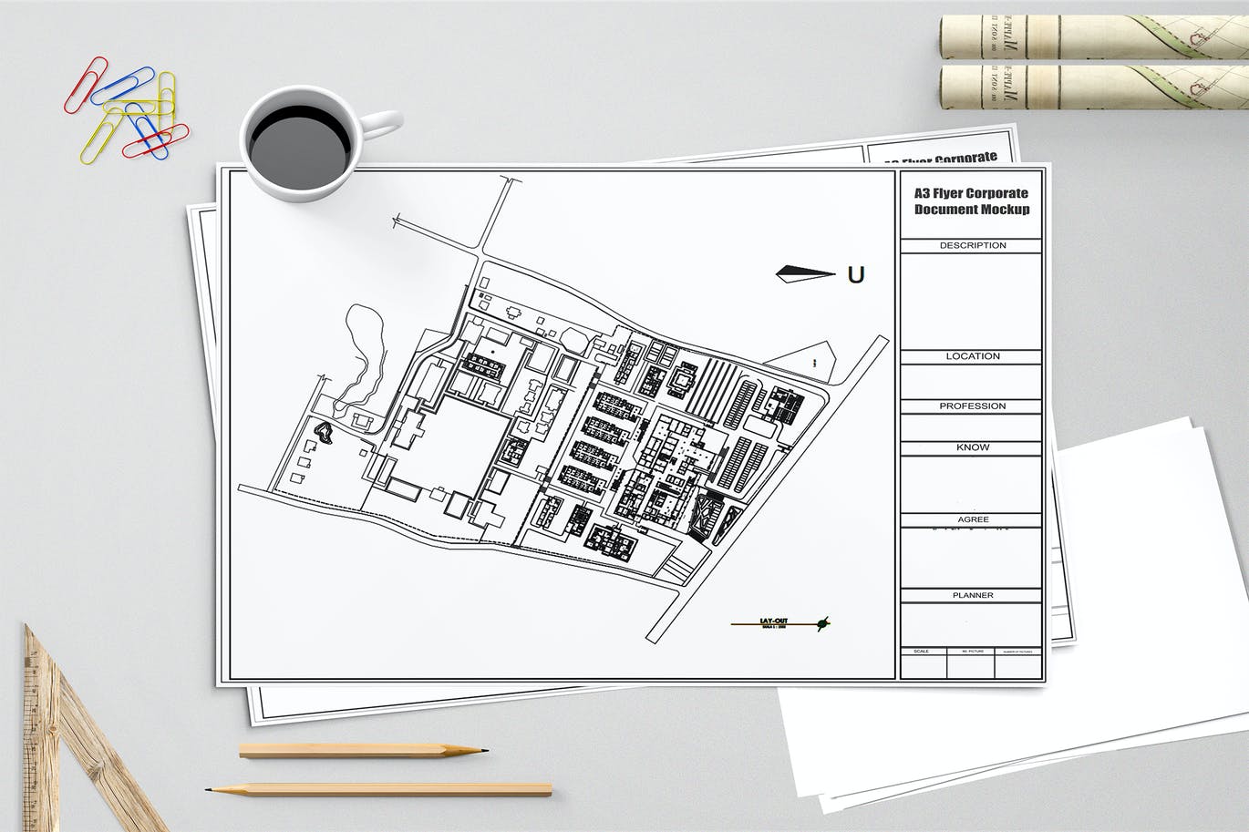 A3尺寸传单公司文件文档样机 A3 Flyer Corporate Document Mockups