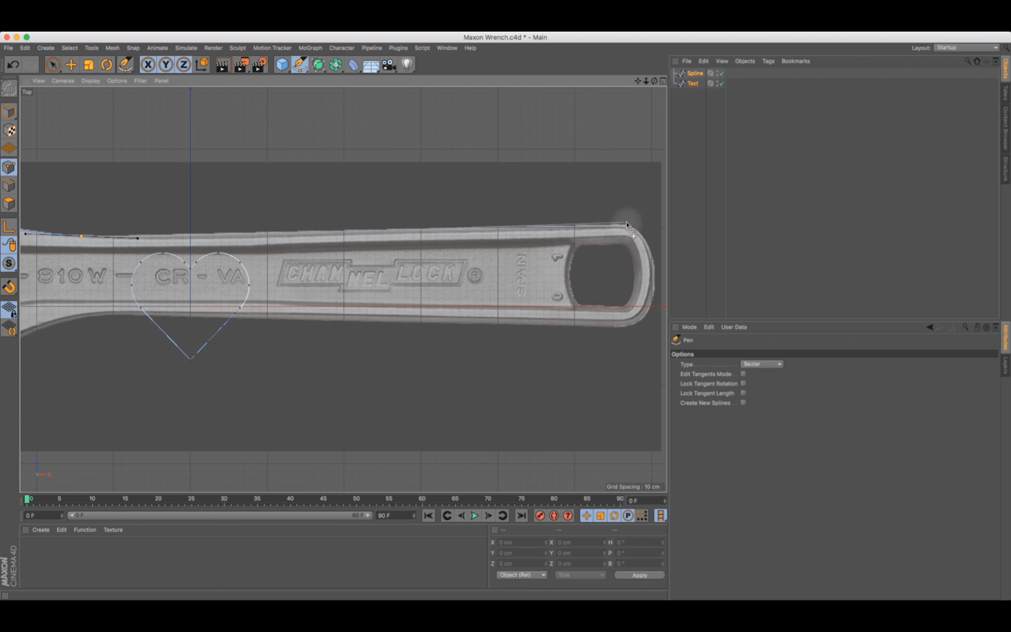 C4D 钢铁质感扳手制作教程