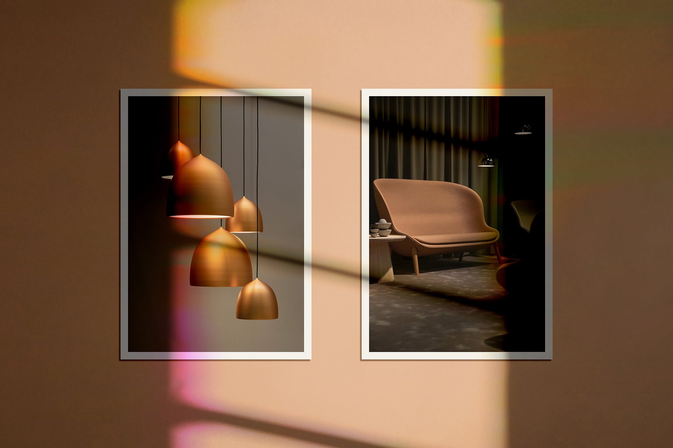 阳光阴影A5尺寸海报展示样机素材 Sunny A5 Posters Mockup