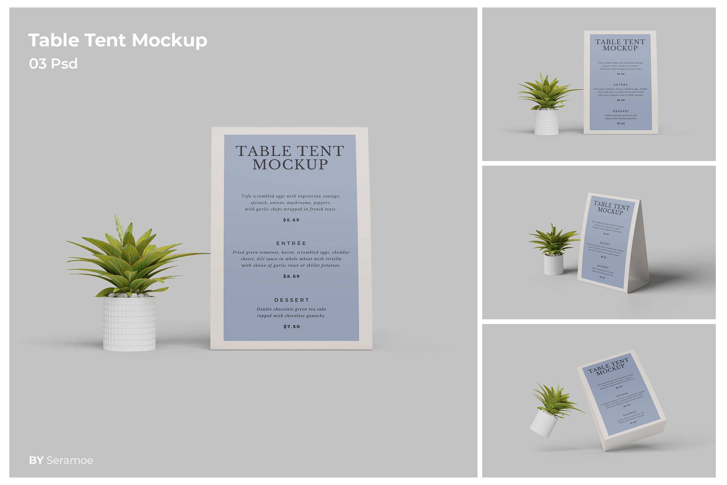 餐厅桌卡桌牌设计样机素材 Table Tent Mockup