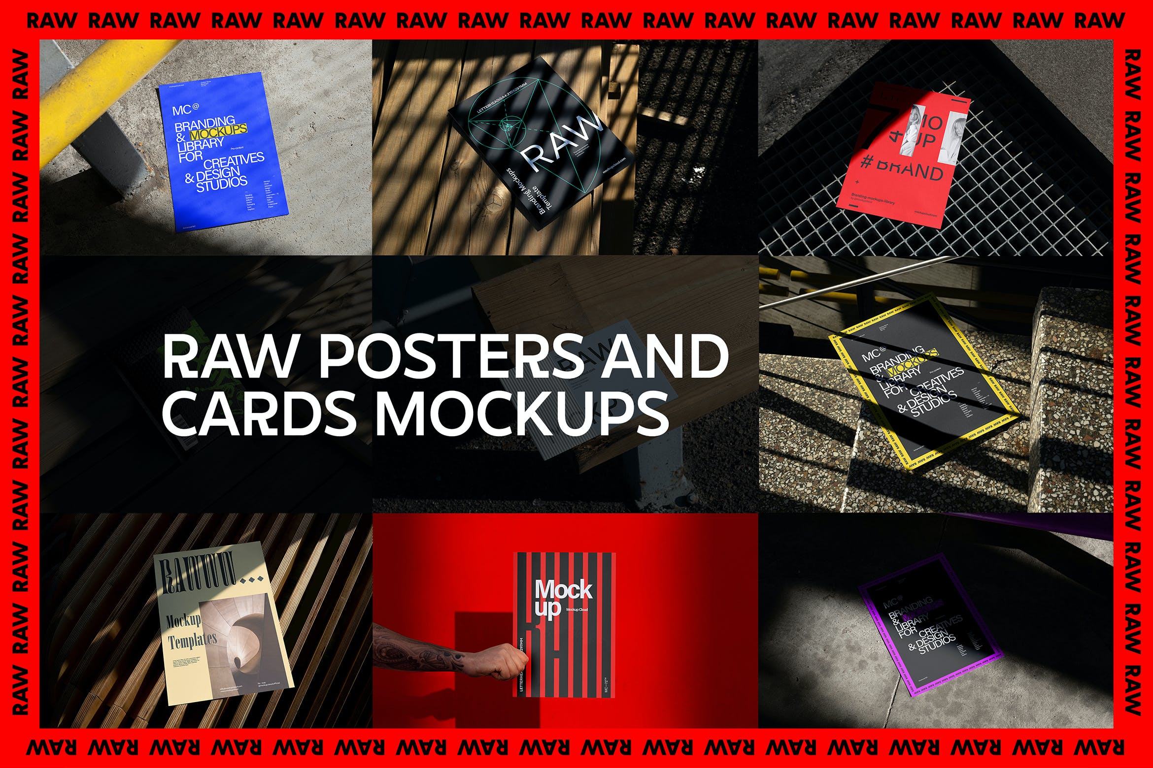 真实场景海报/信纸展示样机素材 Raw Posters and Letterheads Mockups