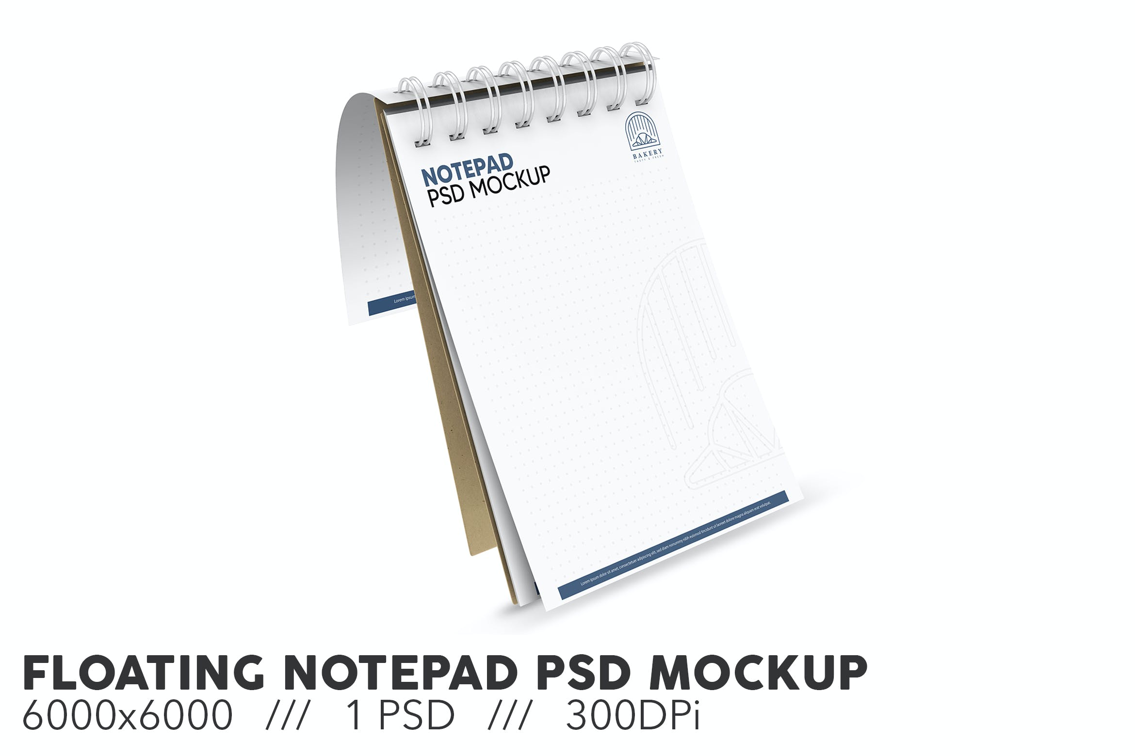 浮动活页记事本PSD样机 Floating Notepad PSD Mockup