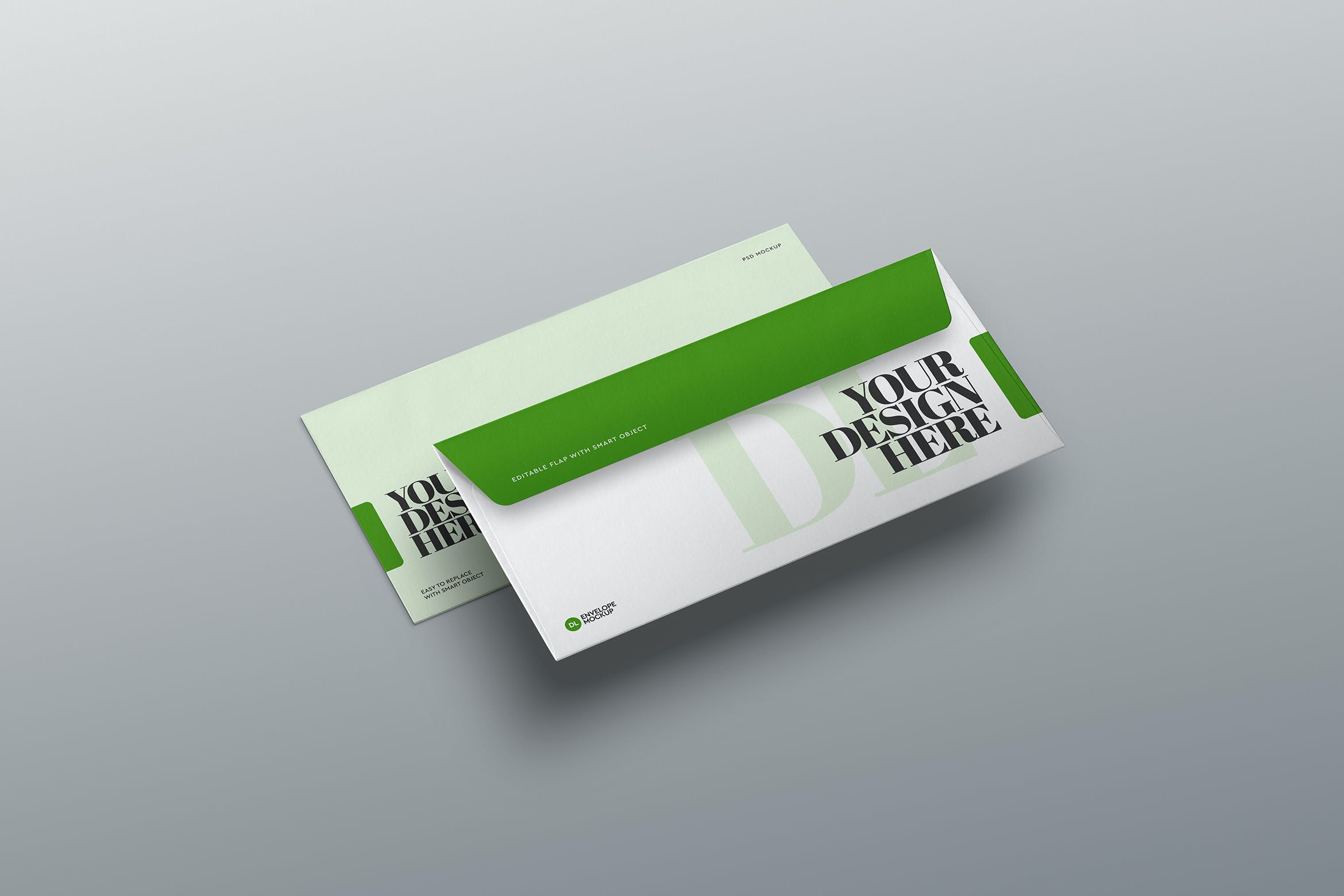 DL尺寸邮件信封设计透视图样机素材 Envelope Mockup DL Perspective