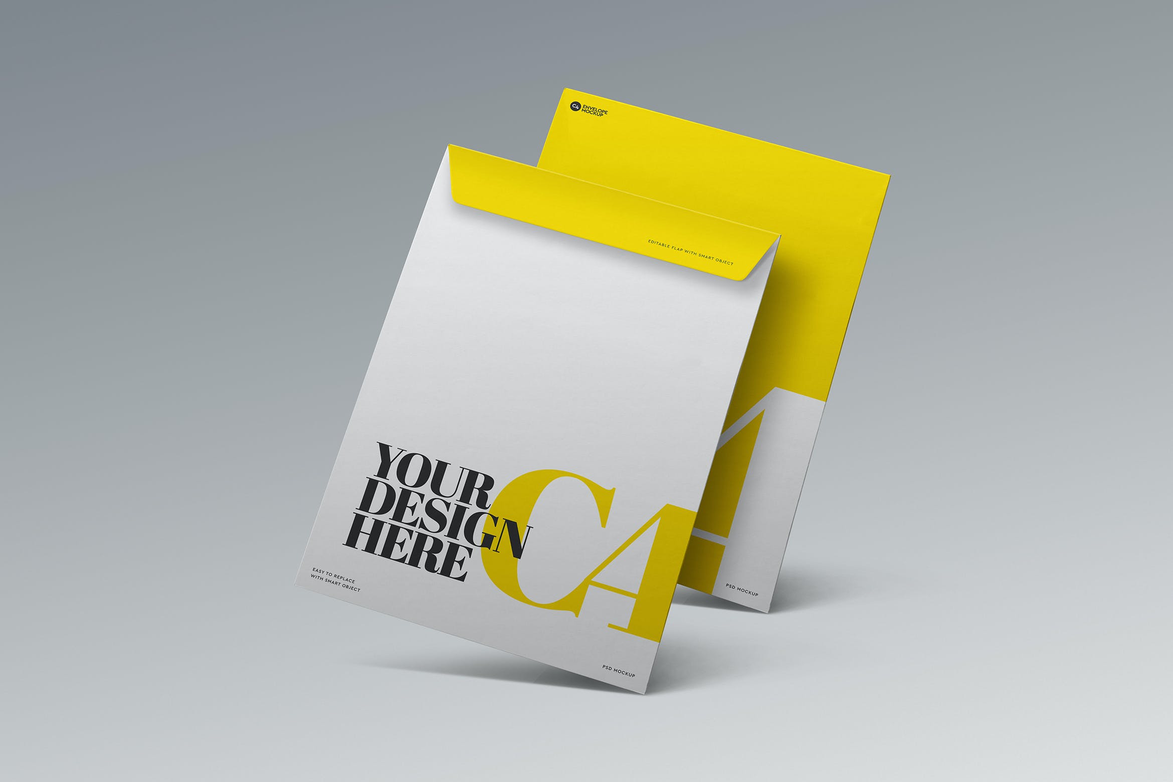 C4信封设计透视图样机素材 Envelope Mockup C4 Perspective