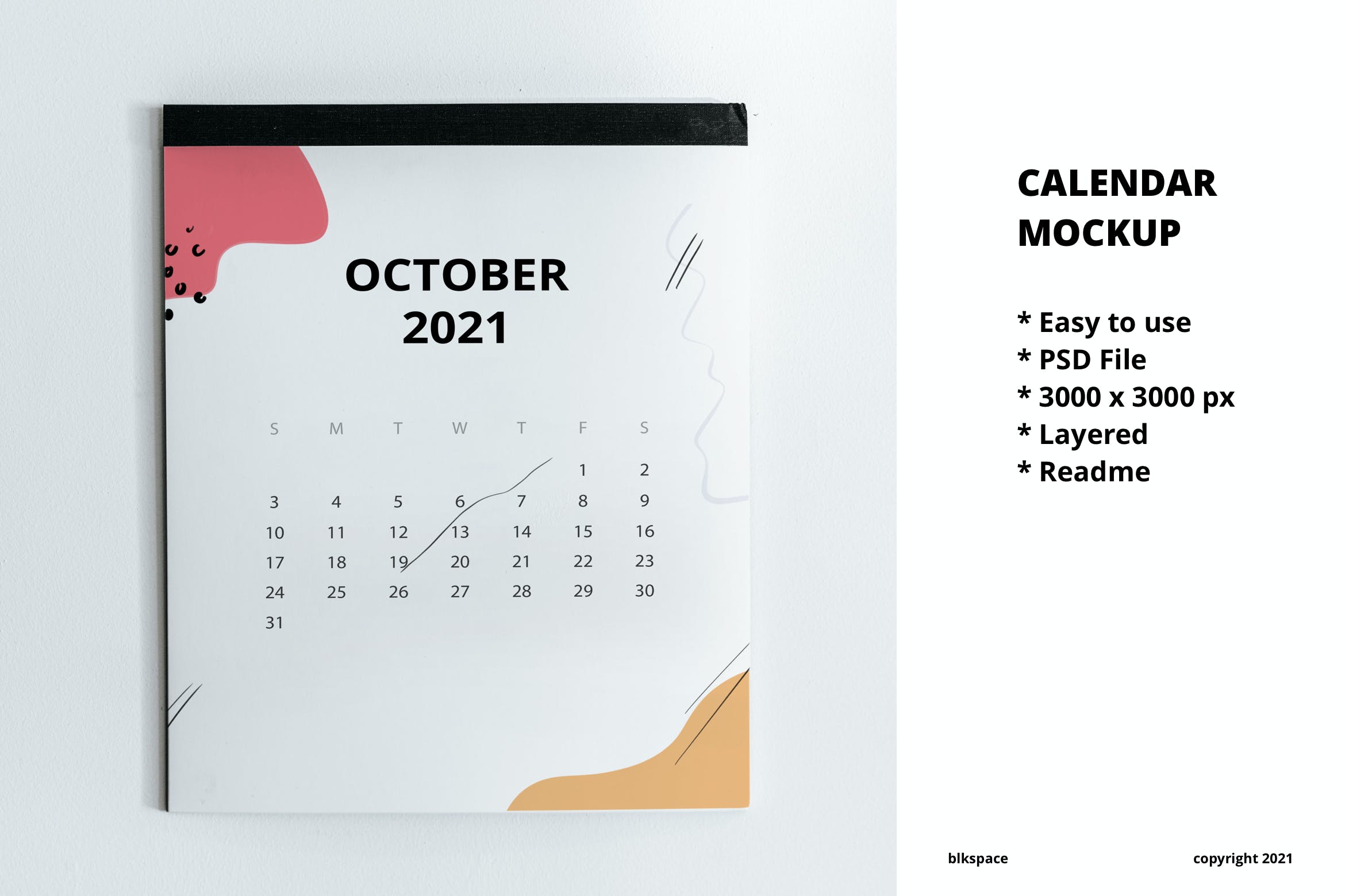 年份日历设计样机素材 Calendar Mockup