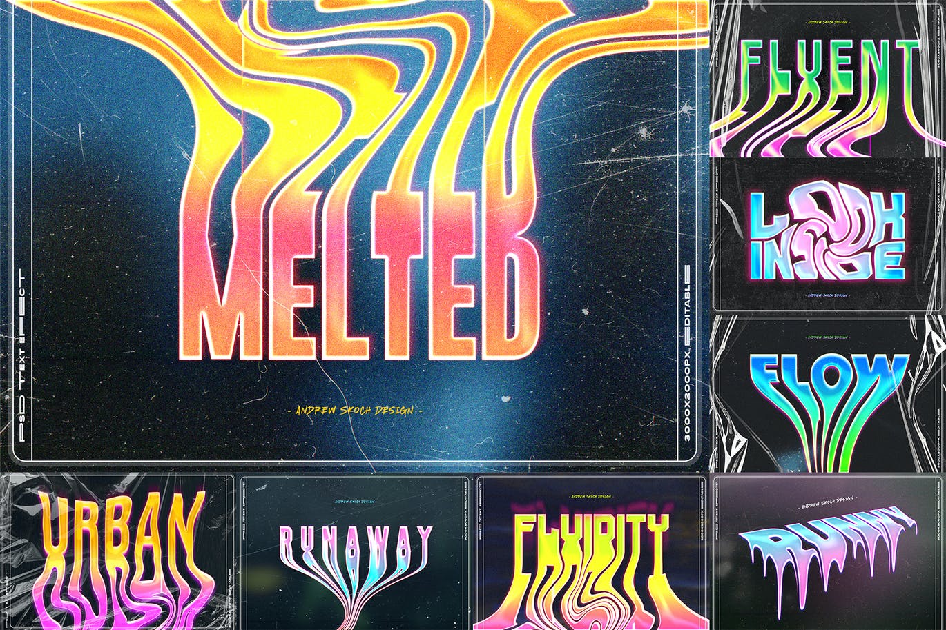 高品质的液体流体文字融化效果图层样式-psd