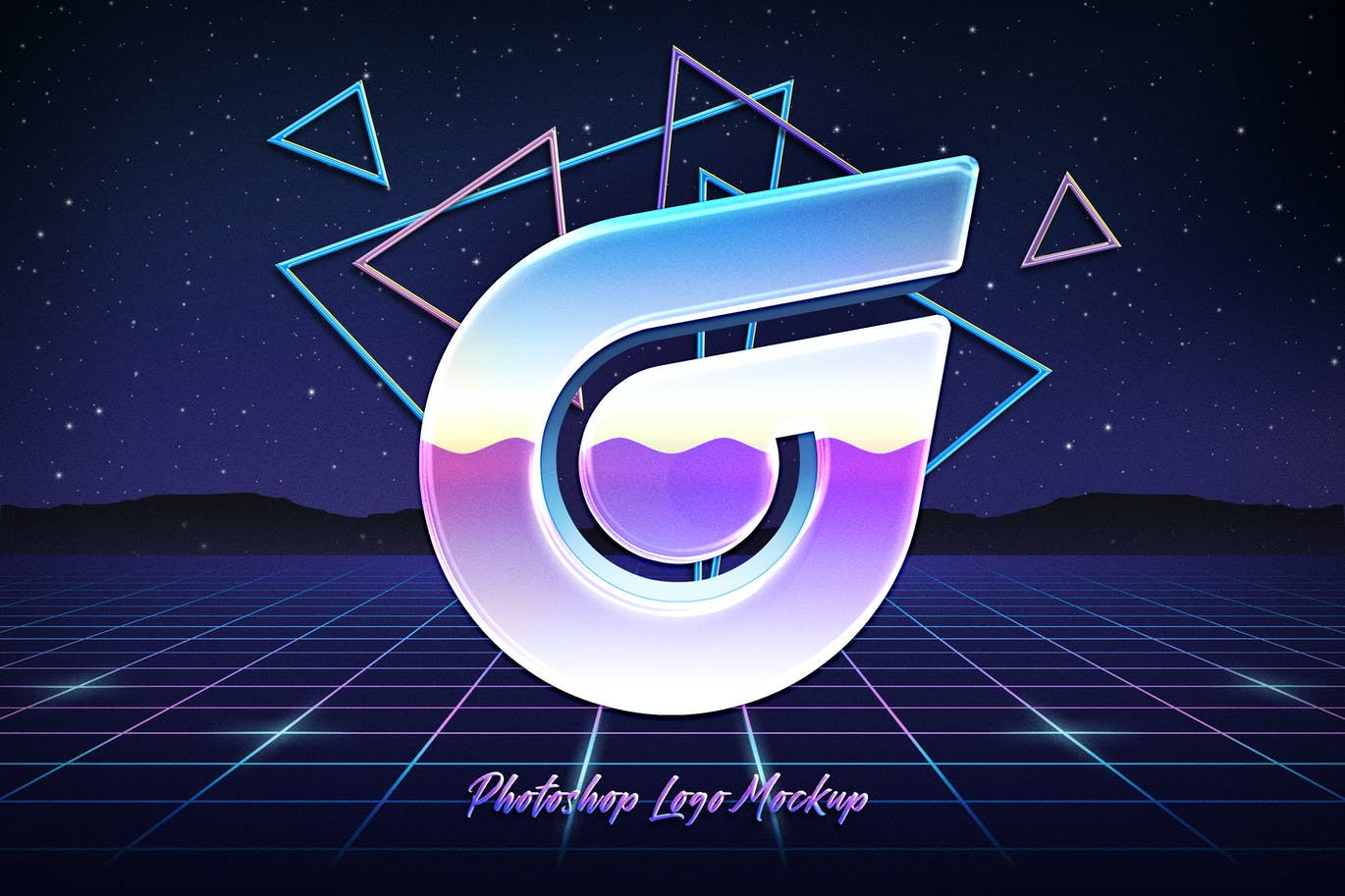 80年代风格标志模型80s Style Logo Mockup