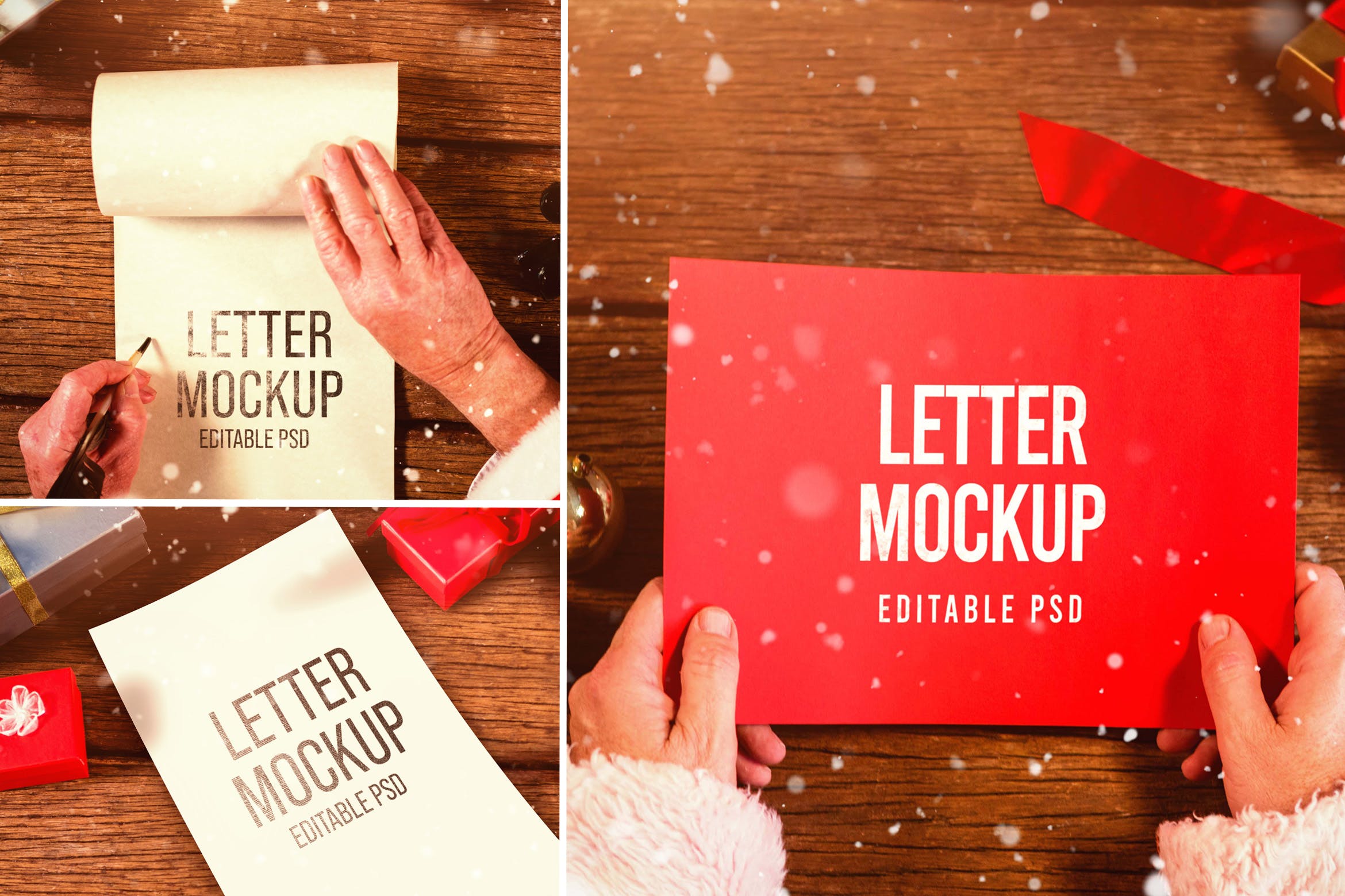 圣诞老人信件/信纸展示样机集合 Santa Claus Letter Mockup Set