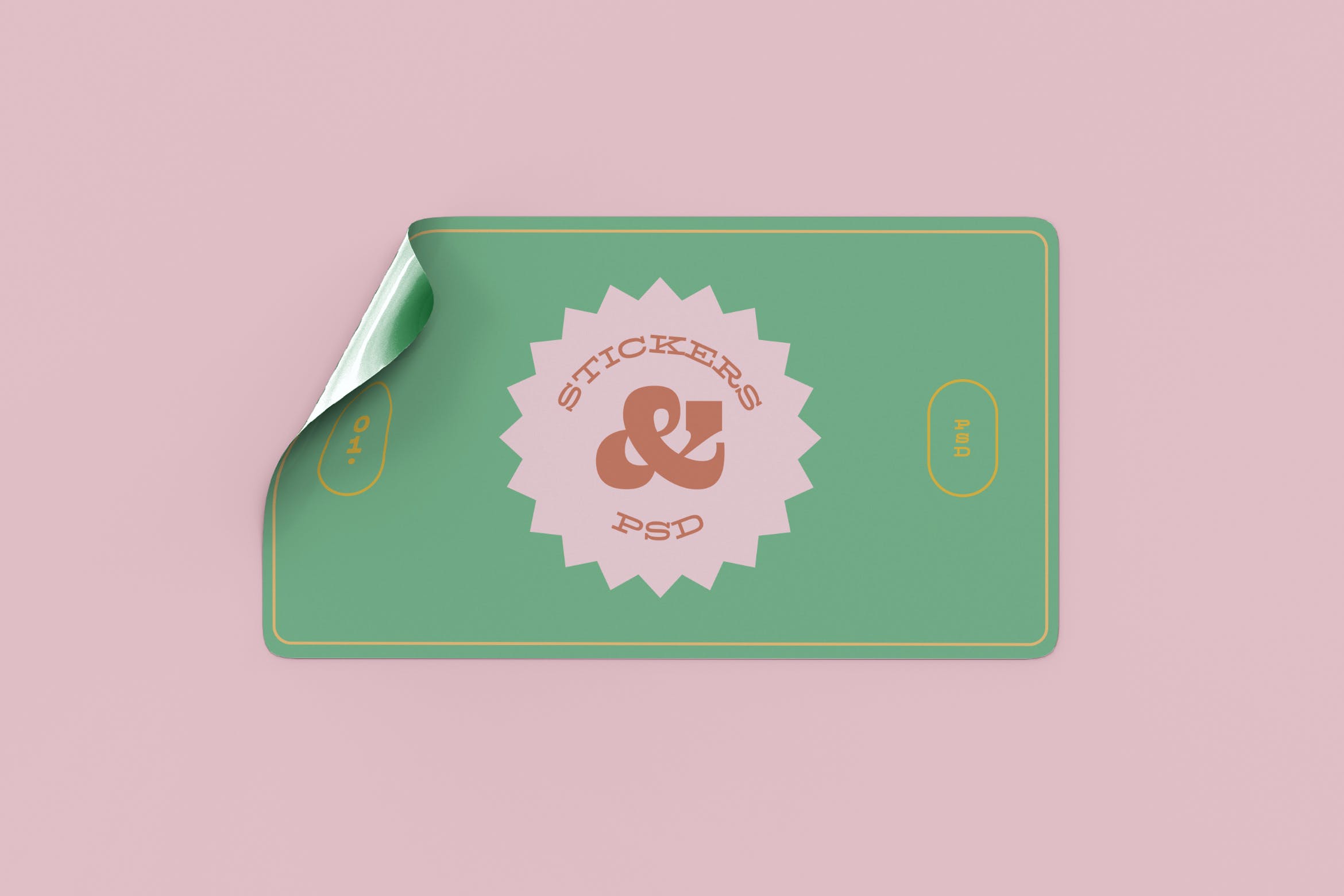 矩形不干胶贴纸图案设计样机模板素材 Rectangular Adhesive Sticker Mockup