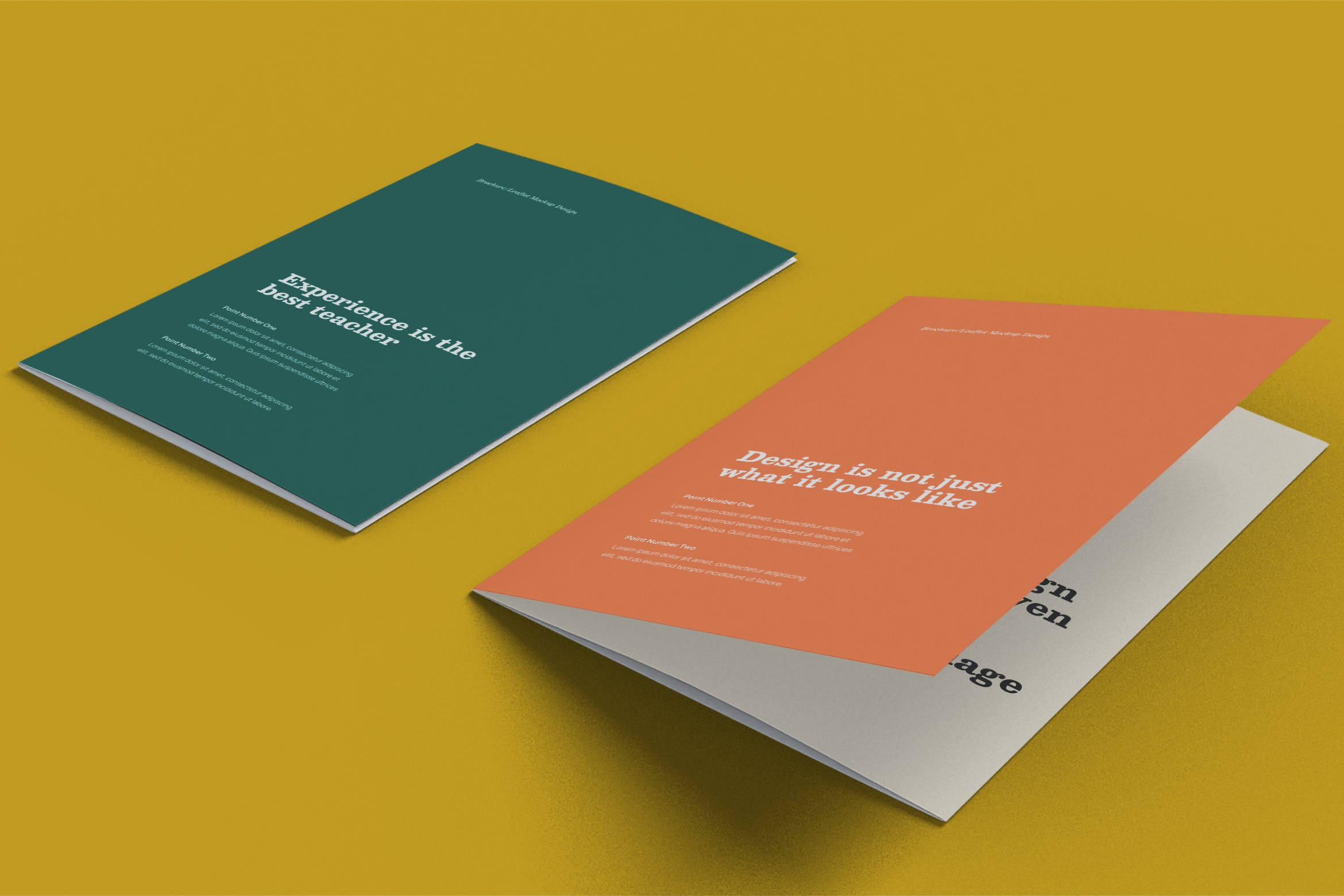 两个小册子/宣传册透视图样机模板 Two Brochures Mockup Perspective