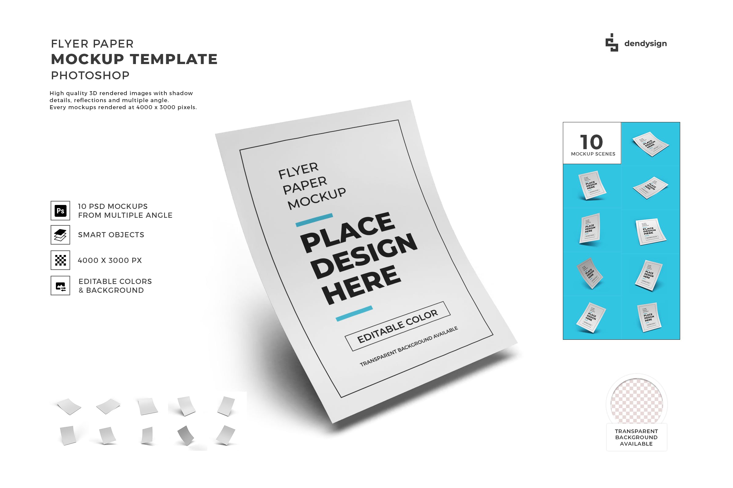 传单文具纸张样机模板集 Flyer Paper Mockup Template Set