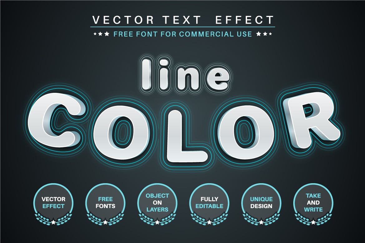 白描风格3D字体PS图层样式