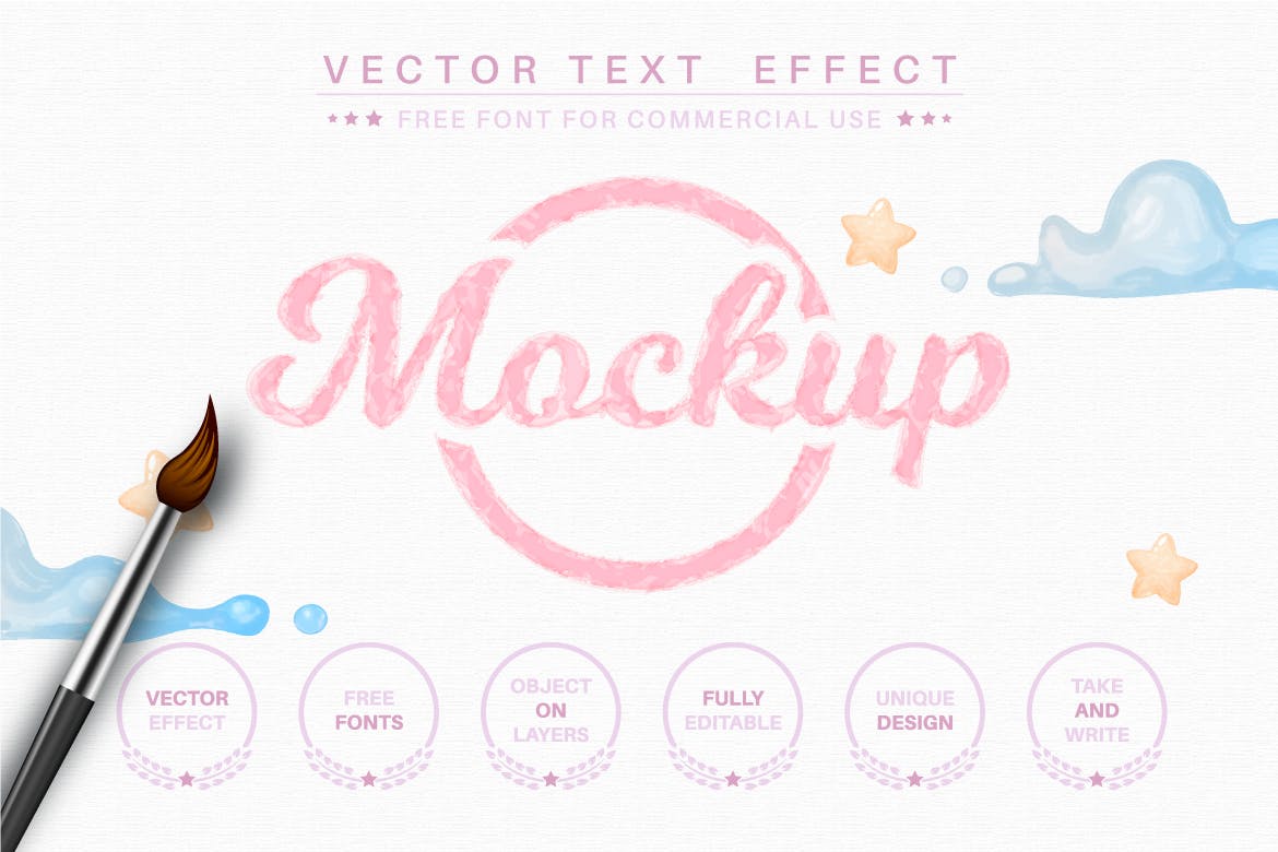 水彩风格字体PS图层样式