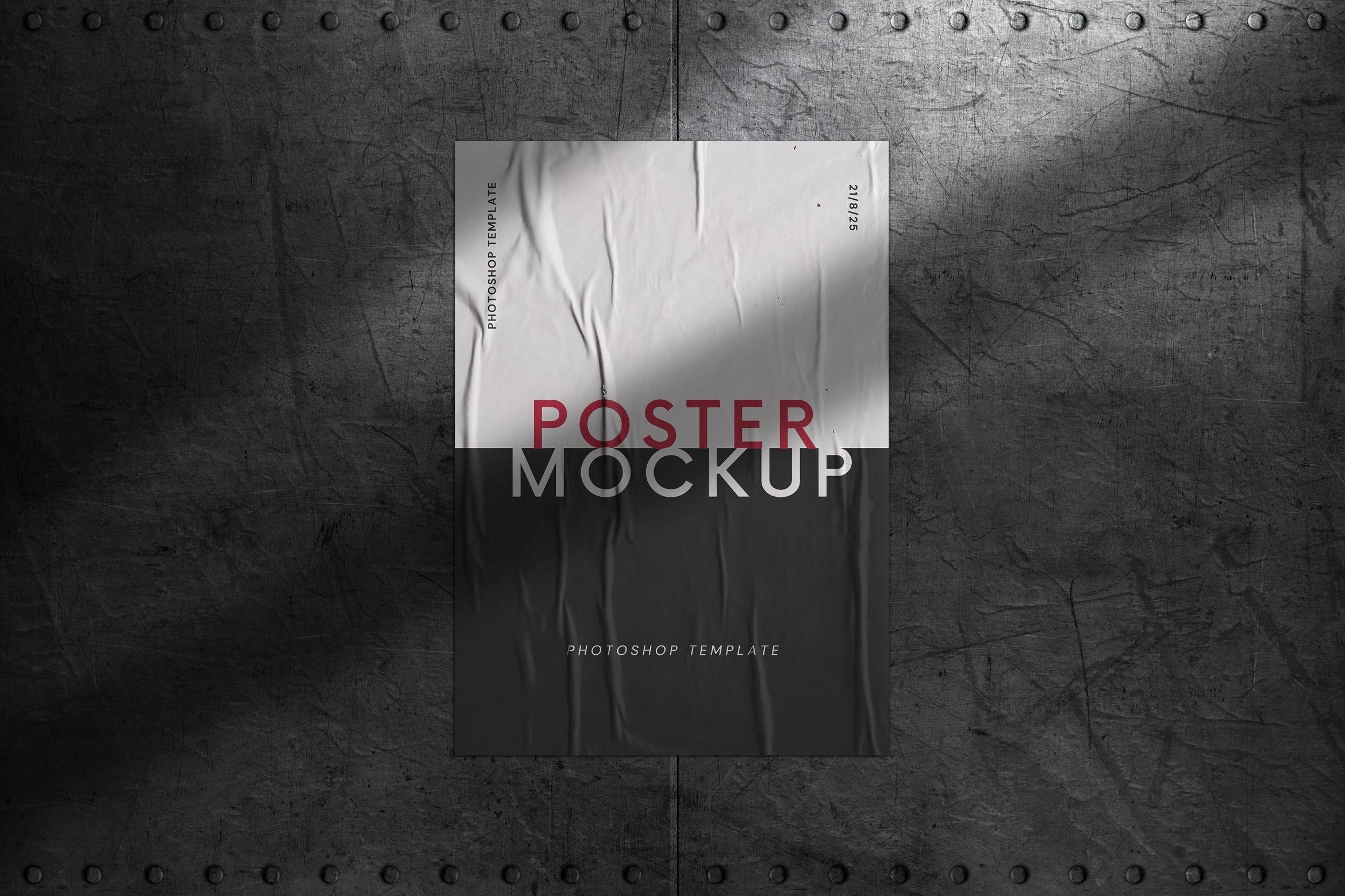暗黑场景阴影粘墙海报样机