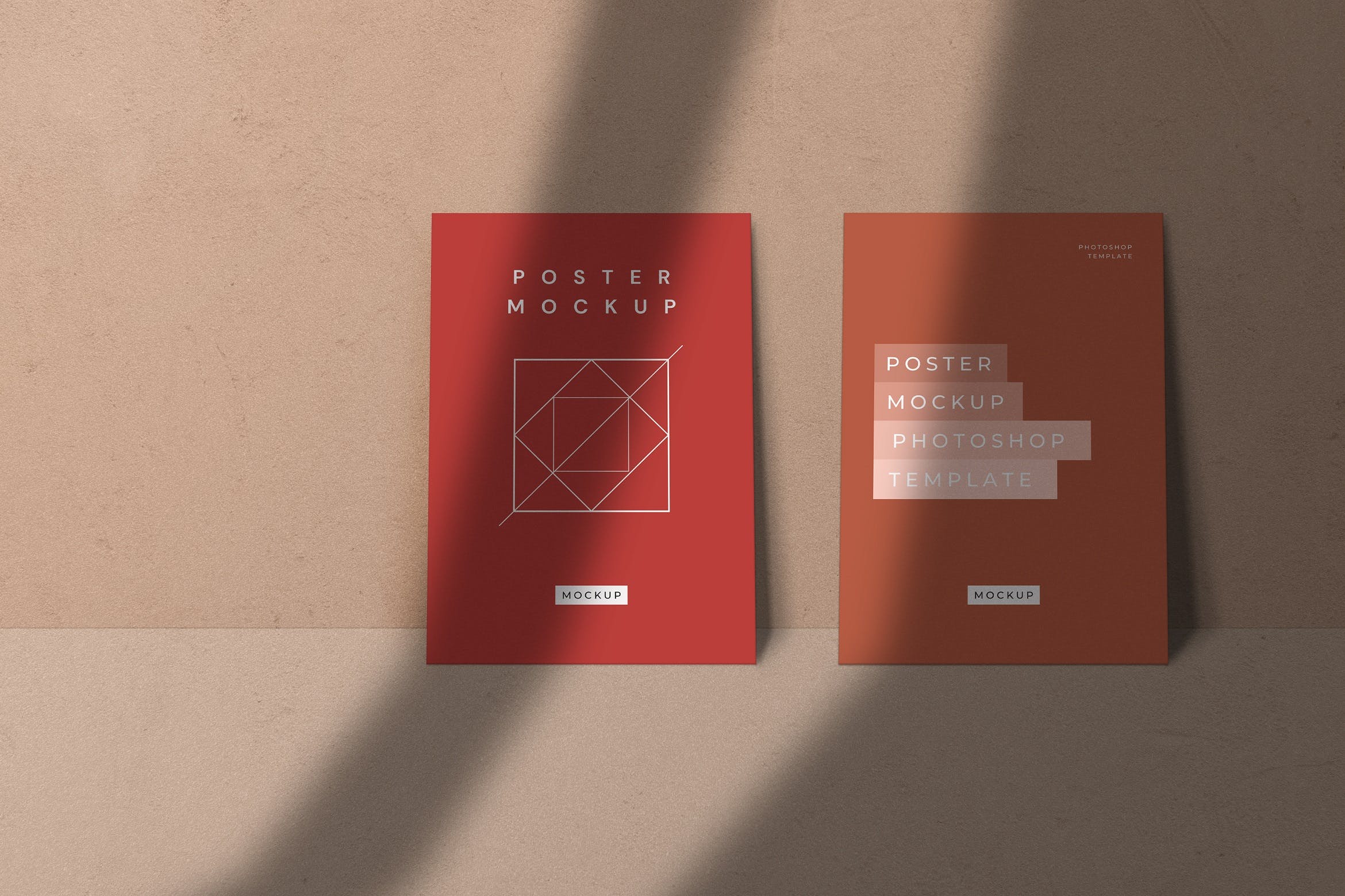 阴影效果传单海报展示样机 Standing Poster Mockup