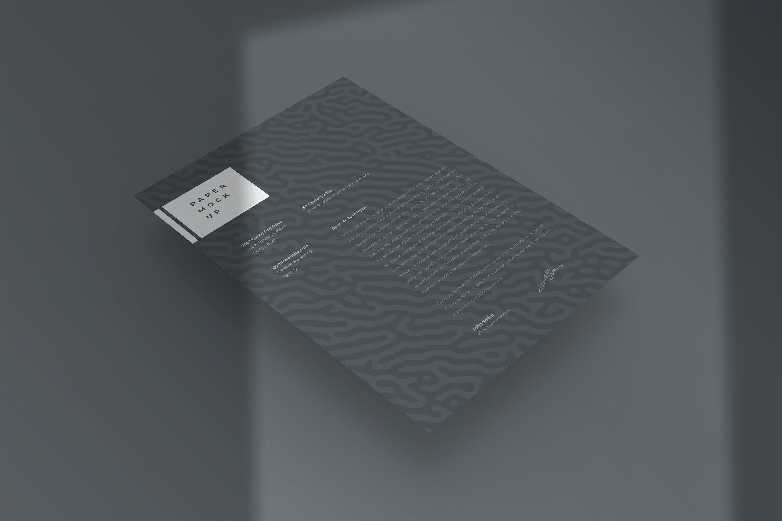 阴影效果A4纸张样机PSD模板 A4 Paper Mockup PSD Template with Shadow Overlay