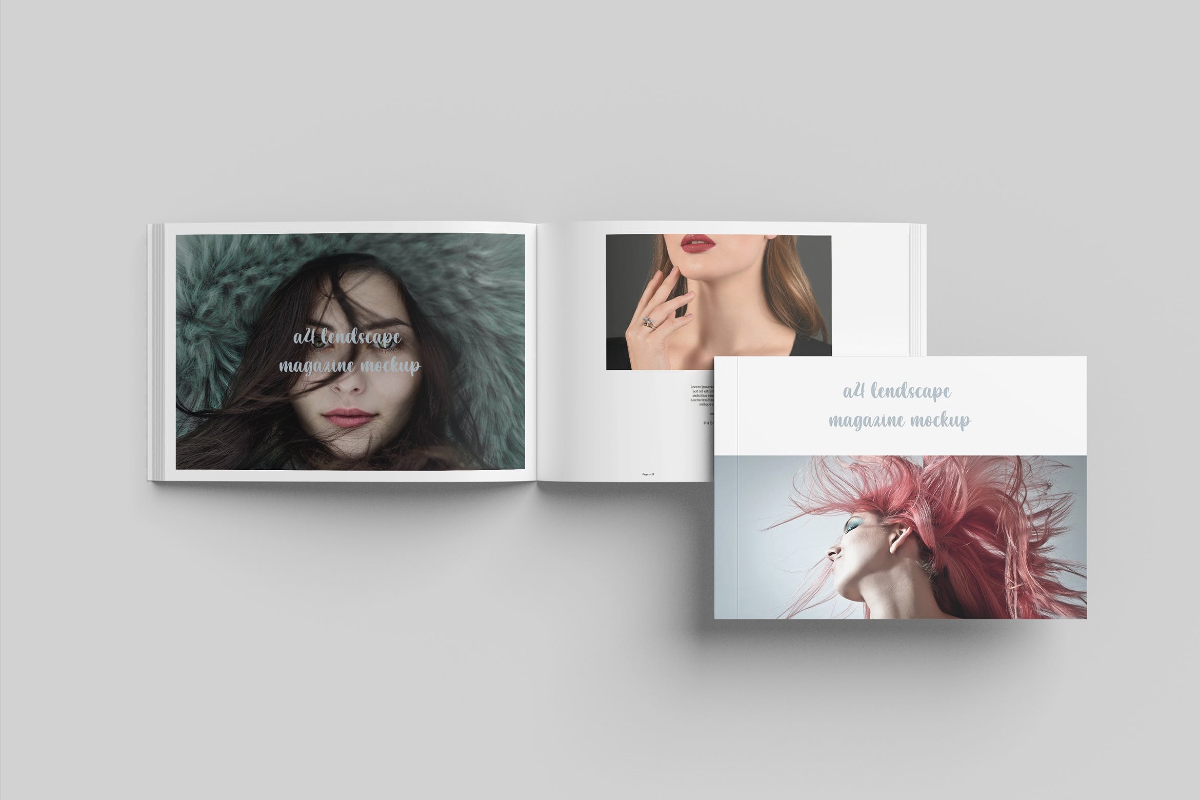 A4横版杂志宣传册设计样机 A4 Landscape Magazine Mockup