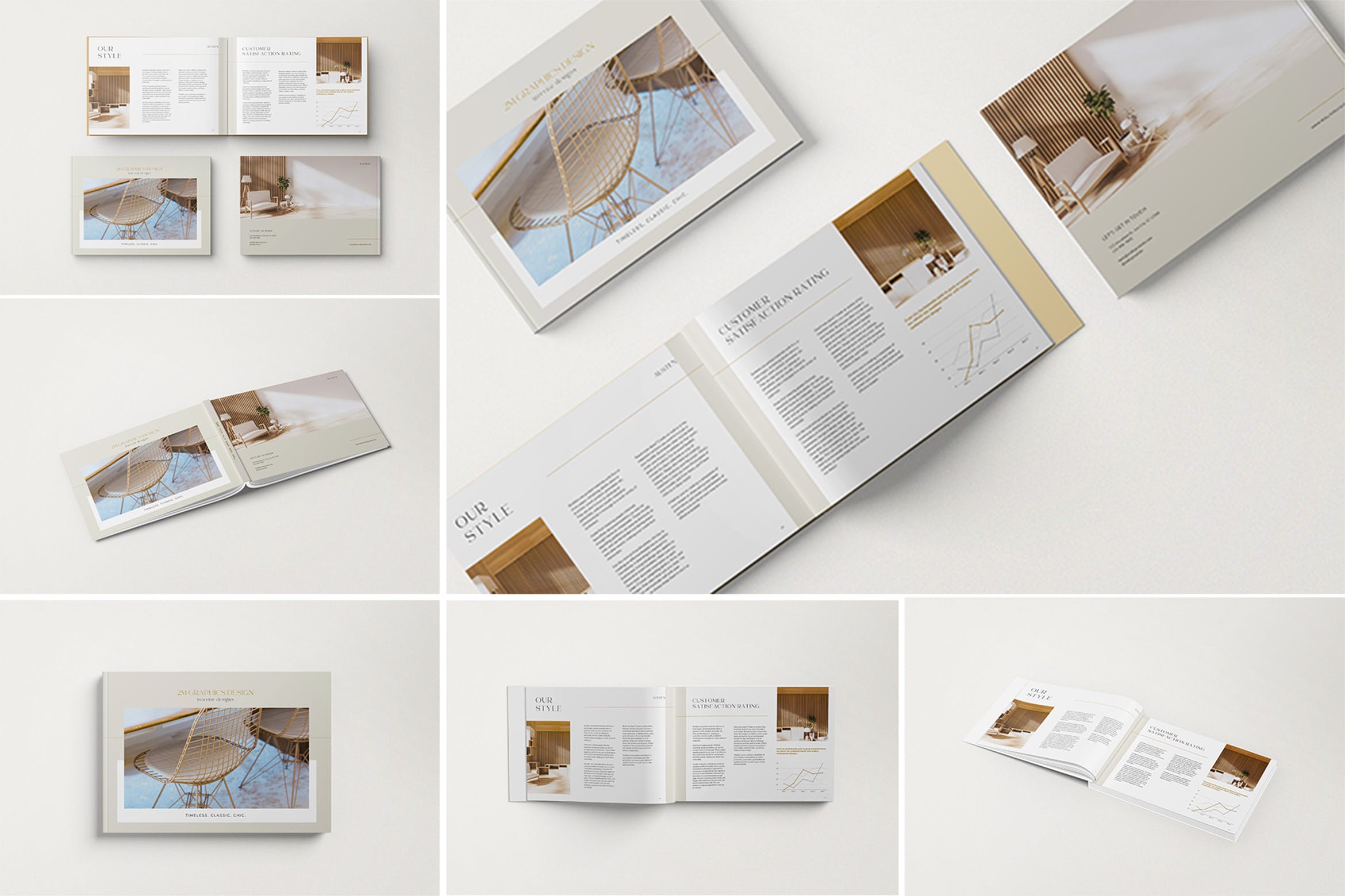 横版杂志书籍设计效果图样机 Landscape Book Mockups