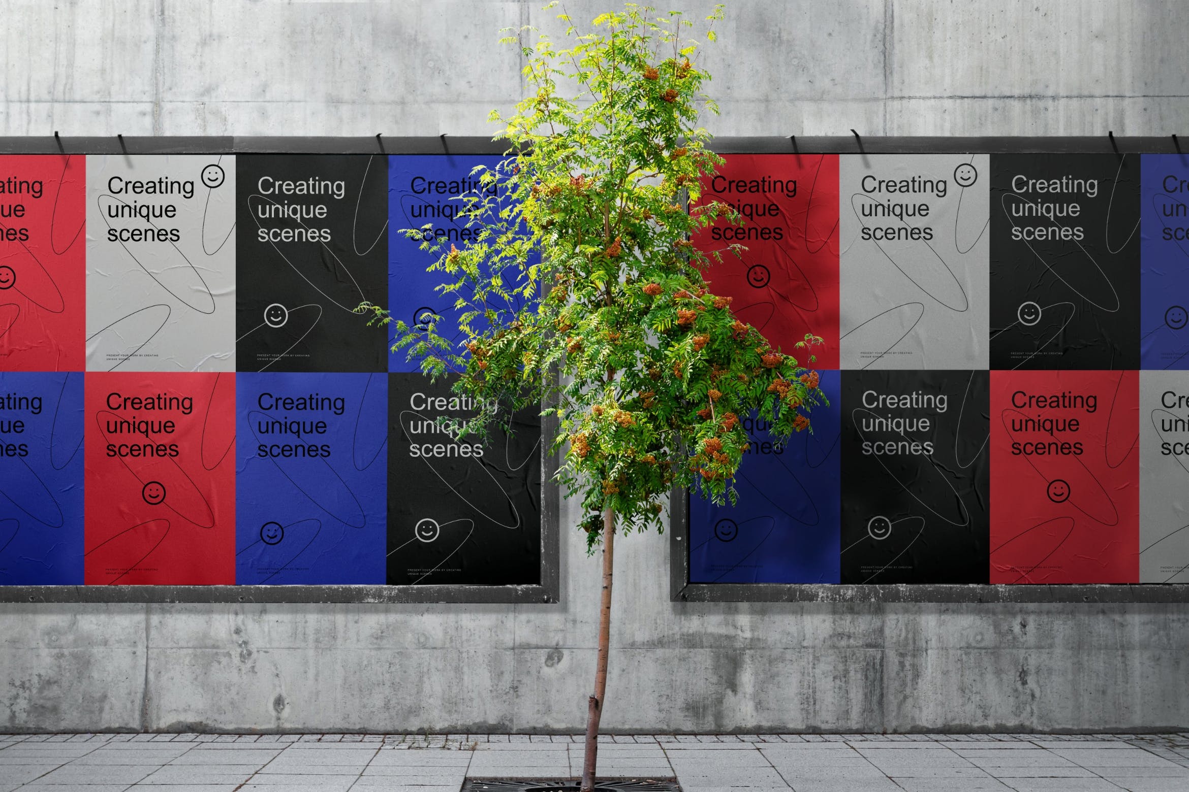 街道广告墙海报展示样机 Wall Posters Mockup