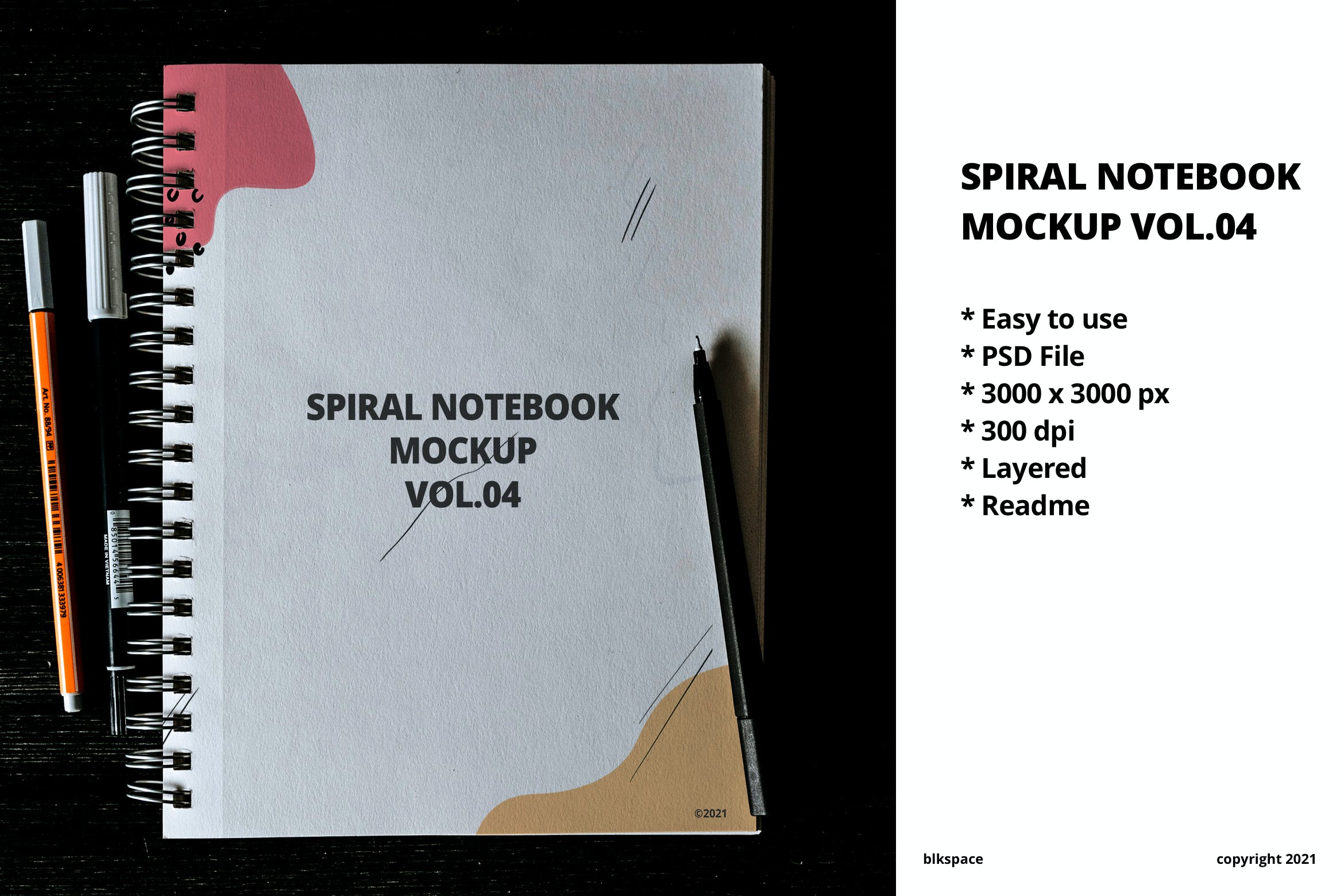 螺旋活页笔记本/记事本设计样机v4 Spiral Notebook Mockup Vol.04