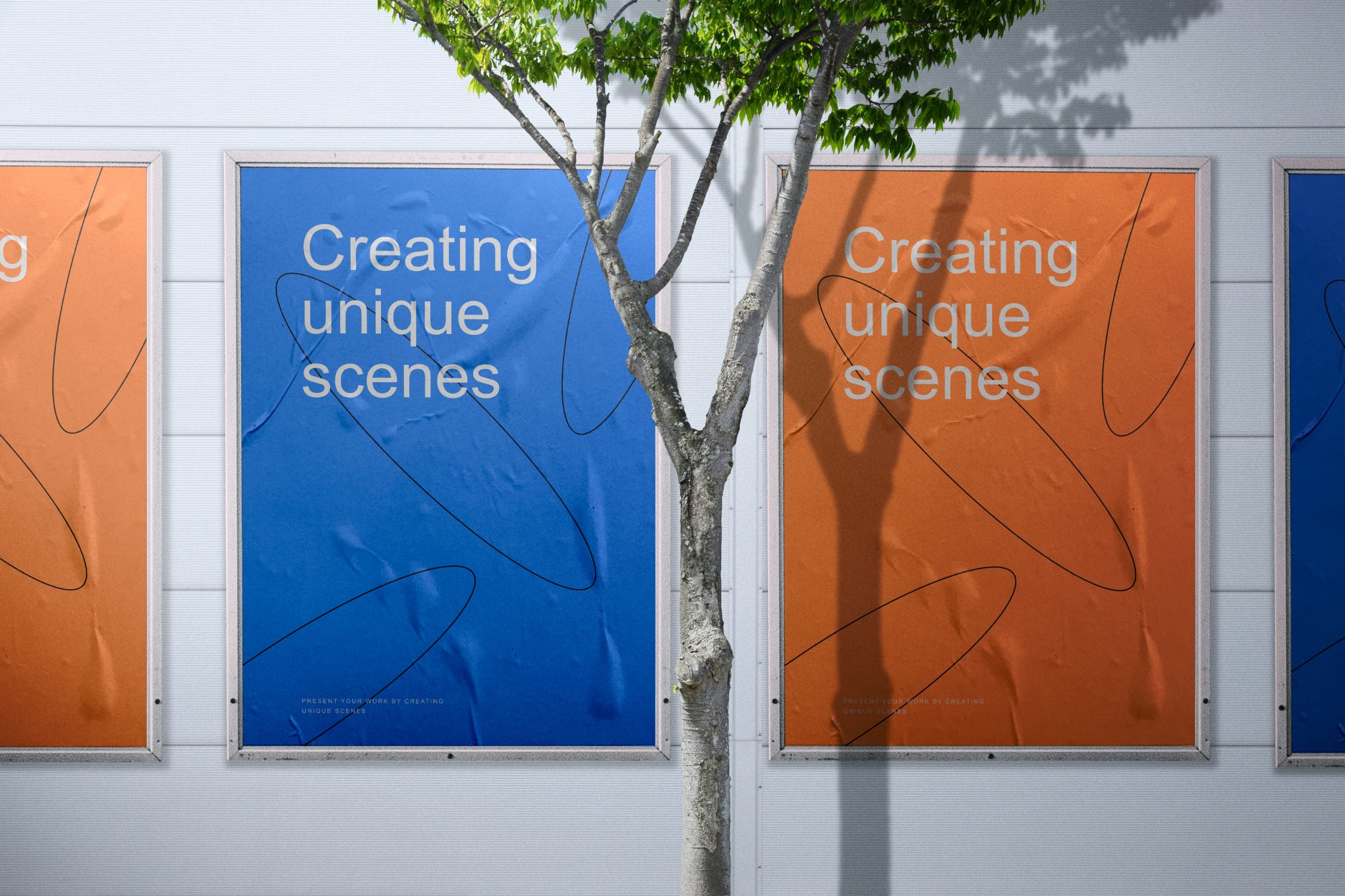 街道围墙海报展示样机 Wall Poster Mockup