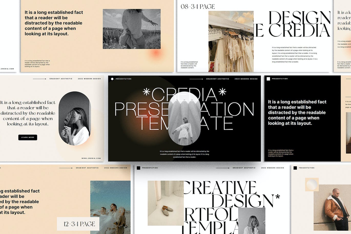 艺术抽象几何北欧作品集艺术品展示Keynote模版