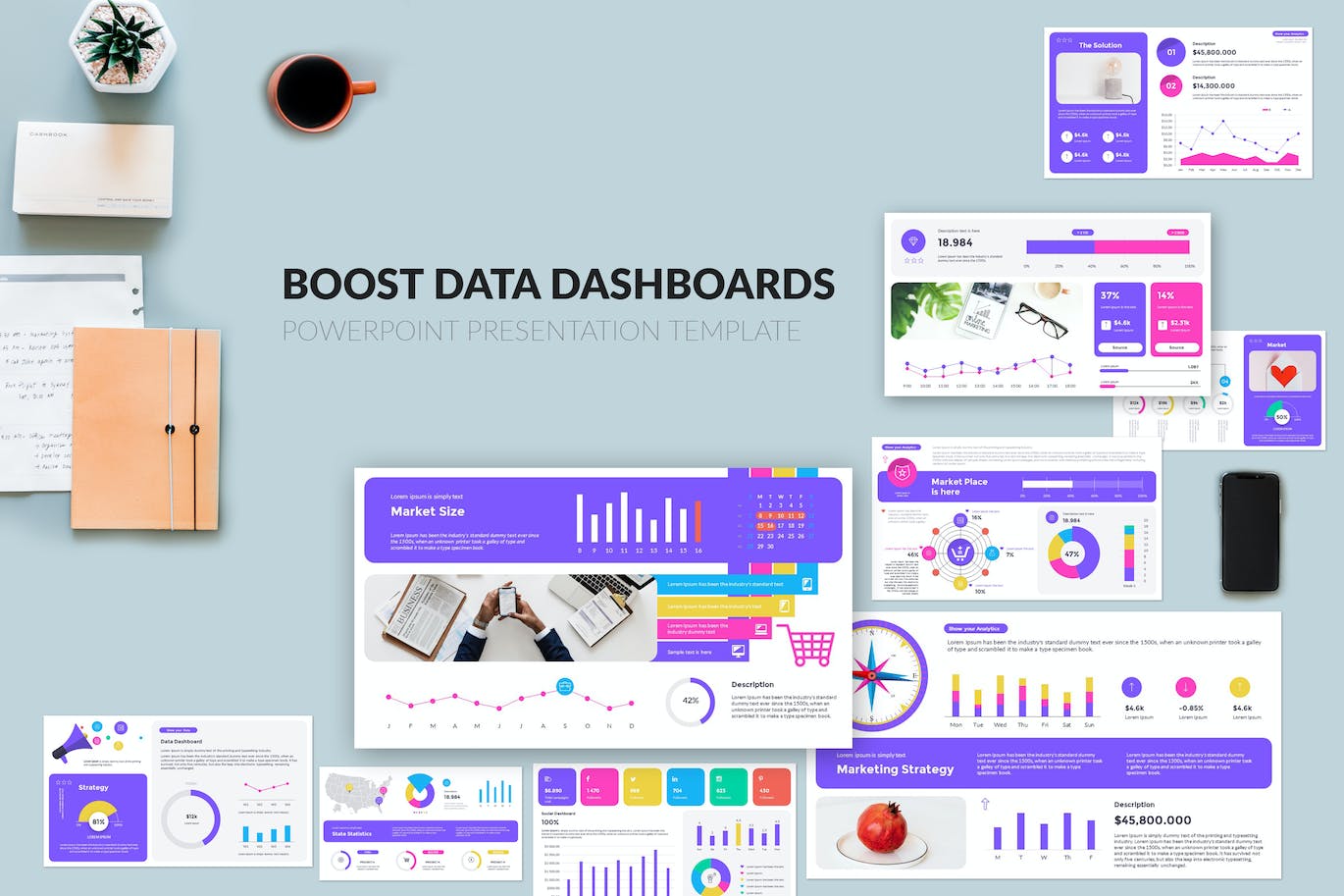 数据展示仪表板ppt演示文稿模板
